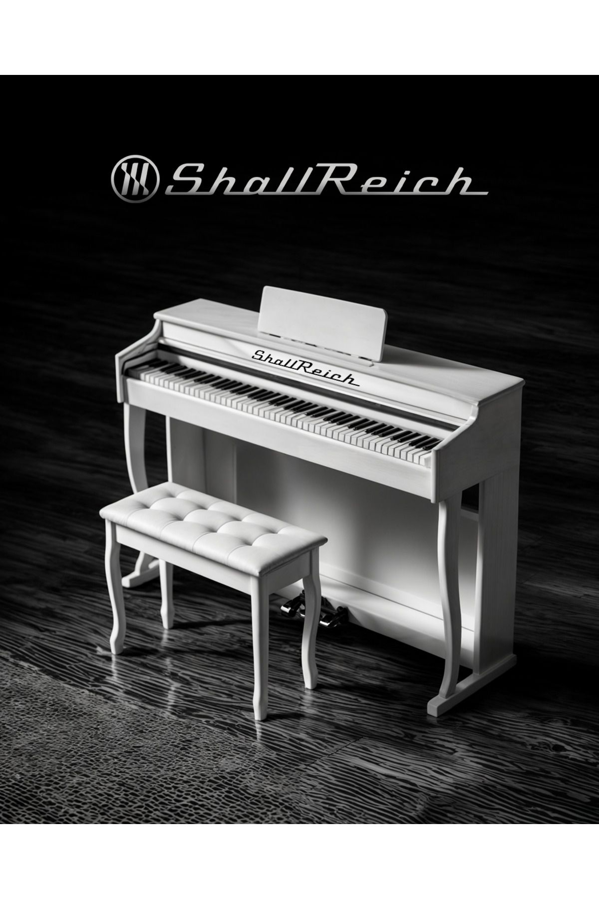 GMC MUSIC STORE SRP-145WH Parlak Beyaz Dijital Piyano ( Tabure&Kulaklık )