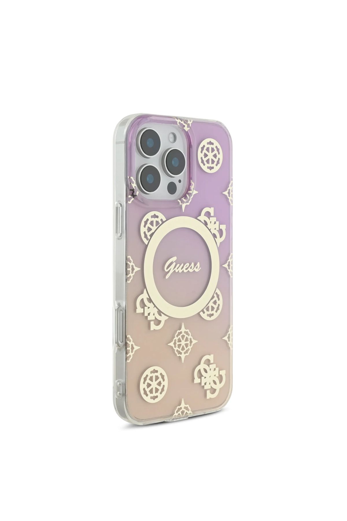 CG Mobile-Guess Magsafe Iml Gradient Hard Case With Peony Pattern For iPhone 16 Pro Max - P 3