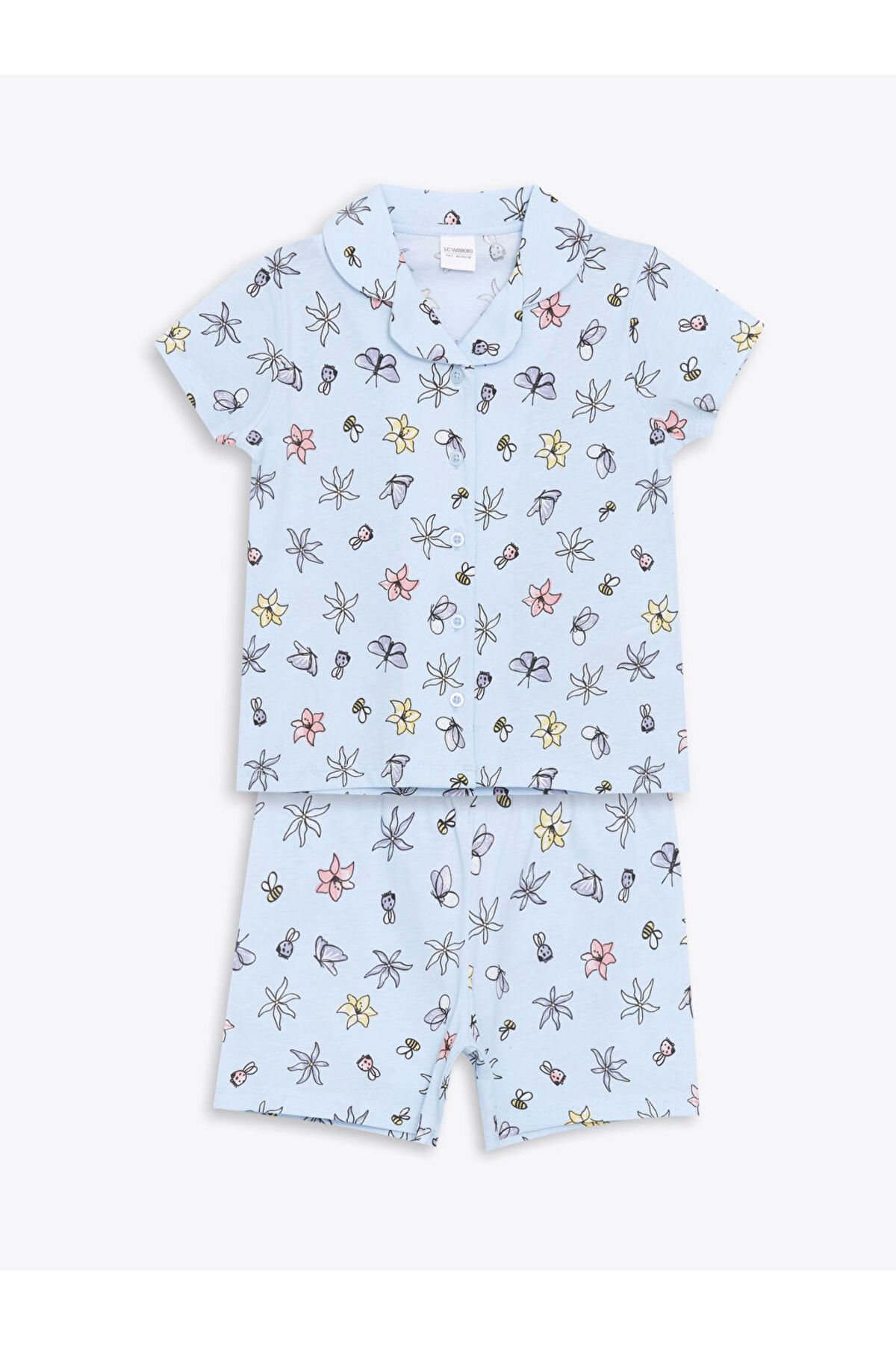 LC Waikiki LCW Kids Mavi Baskılı Kız Çocuk Şortlu Pijama Takım