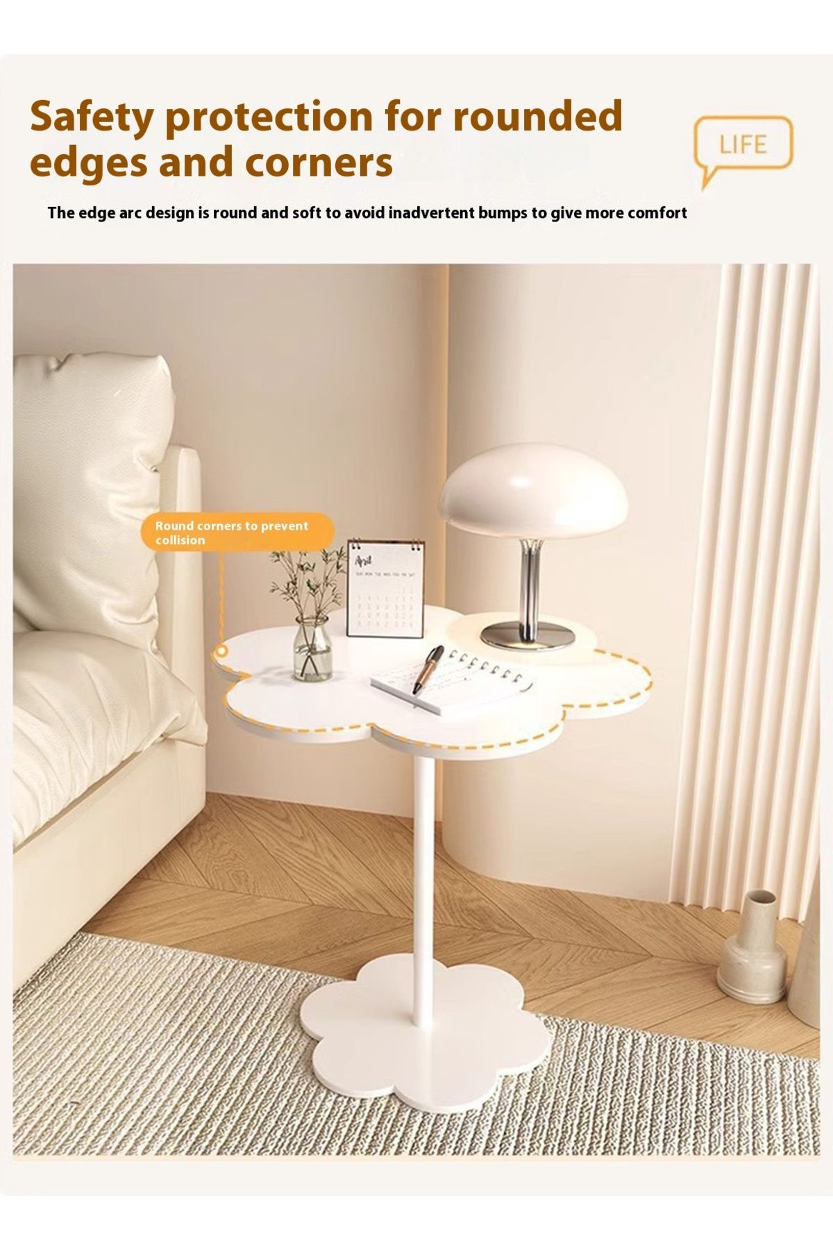 sharpdo-Creative Cream Style Petal Shape Movable Side Table, Sofa Side Table, Coffee Table 7