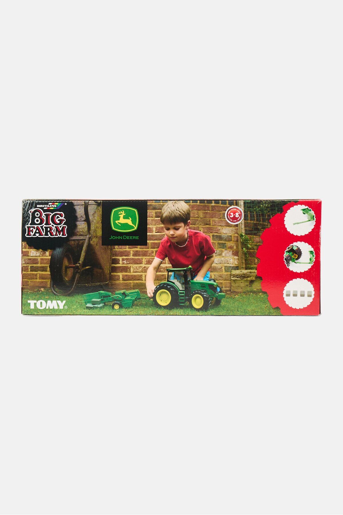 Tomy-مكبس مربع مصبوب من John Deere 348 مقاس 1/16 و4 بالات Big Farm باللون الأخضر 2