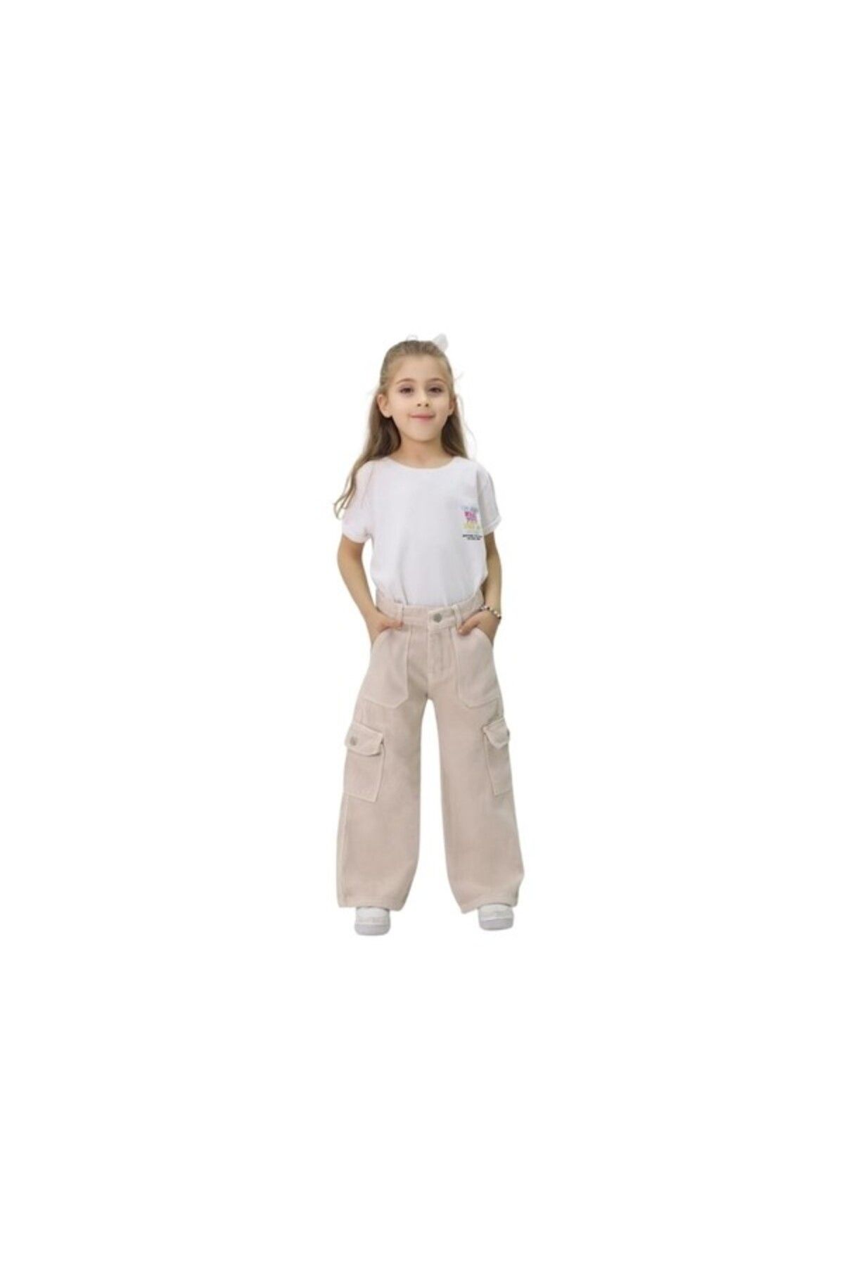 tati life-Girl's Commando Pocket Elastic Waist Zipper Closure Trousers Age 6/10 2