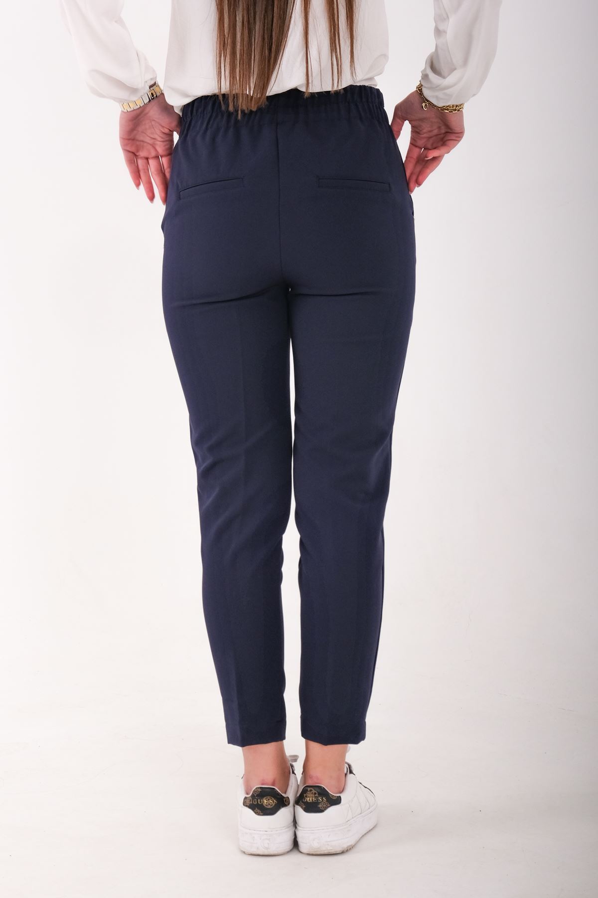 Blues Outlet  KADIN CEBİ ÇITÇITLI LACİVERT KUMAŞ PANTOLON-LACİVERT - Görsel 4