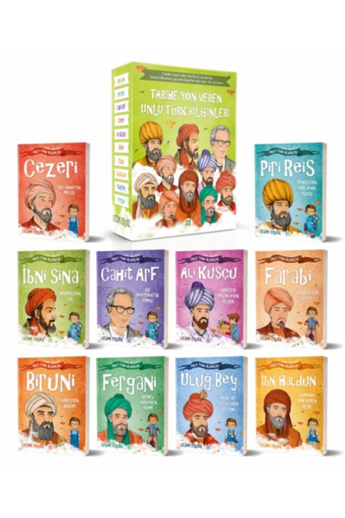 Dokuz Çoçuk Tarihe Yön Veren Ünlü Türk Bilginleri Serisi (Kutulu 10 Kitap Takım)
