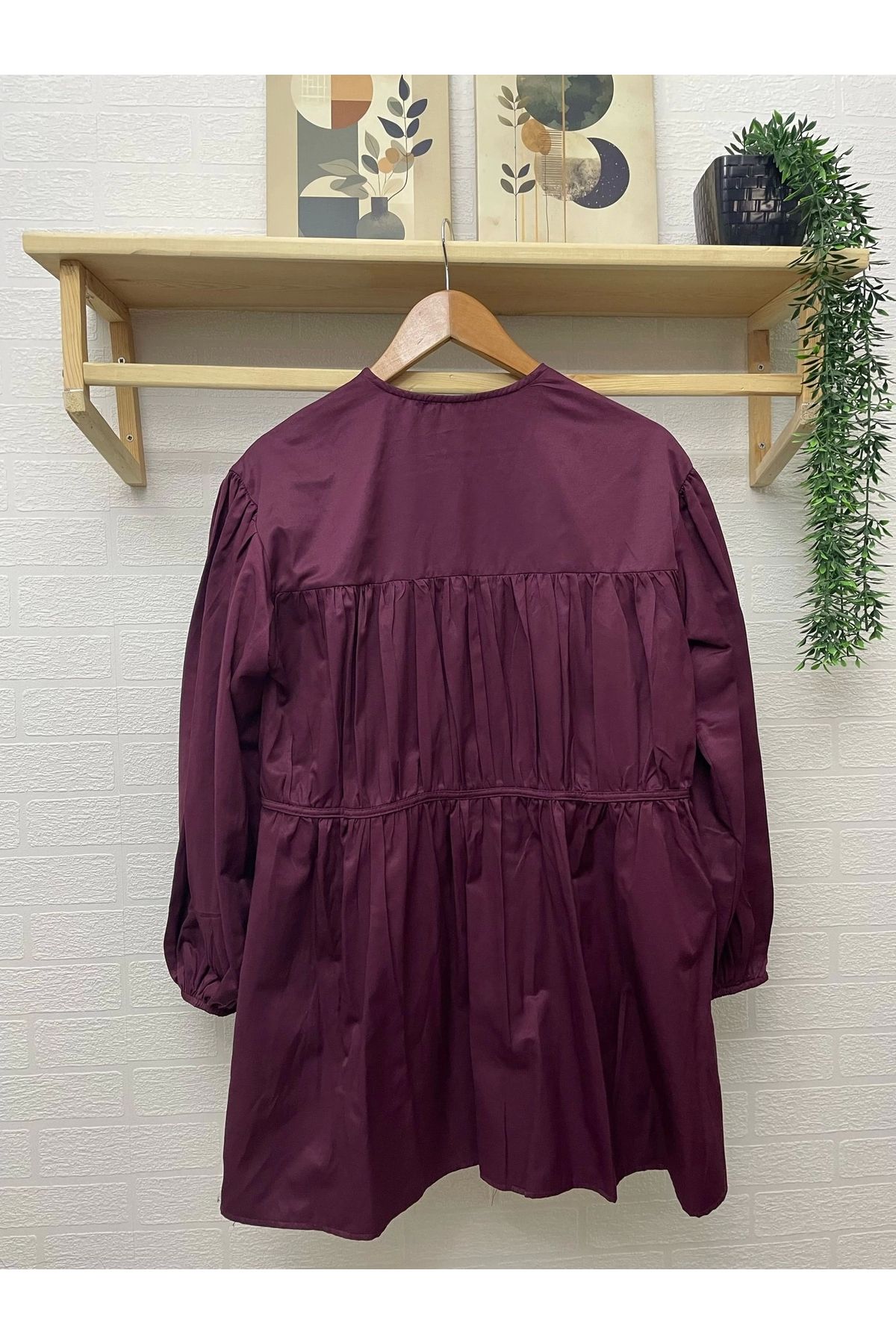 DEFNECE BOUTIQUE-Burgundy Tunic - Lace-Up and Drawstring 8