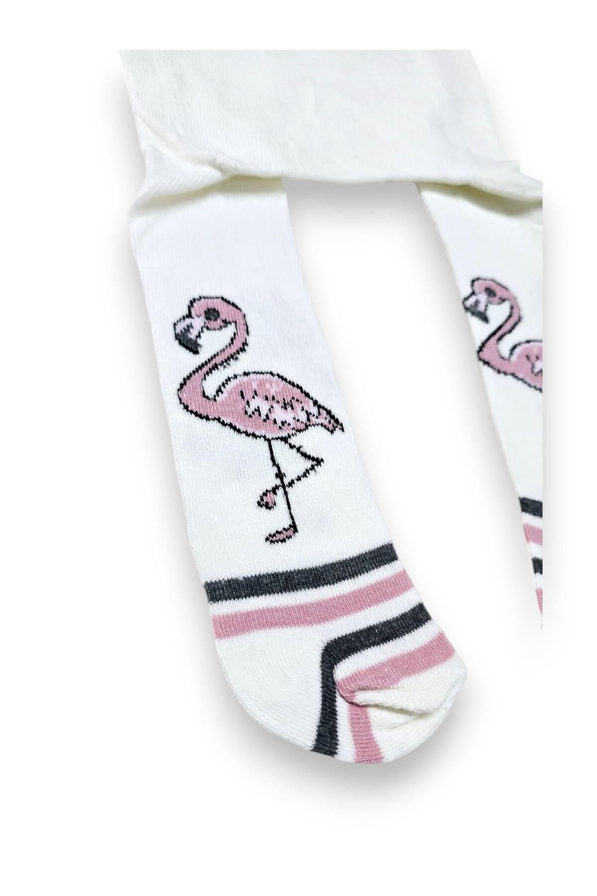 SeaBubbles-Flamingo Patterned Girls' Cotton Pantyhose 2