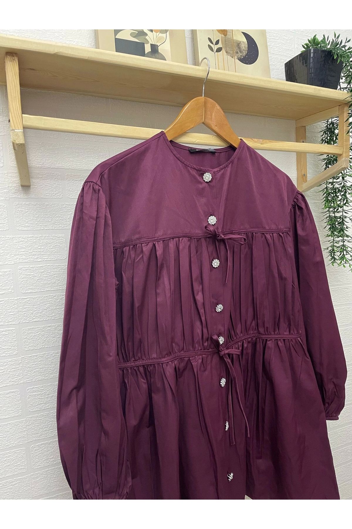 DEFNECE BOUTIQUE-Burgundy Tunic - Lace-Up and Drawstring 7