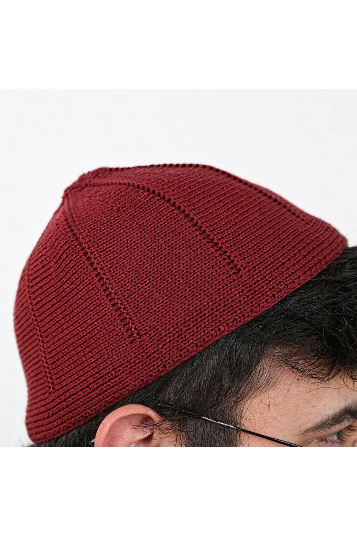 İkranur-Thick Burgundy Knitted Skullcap 2