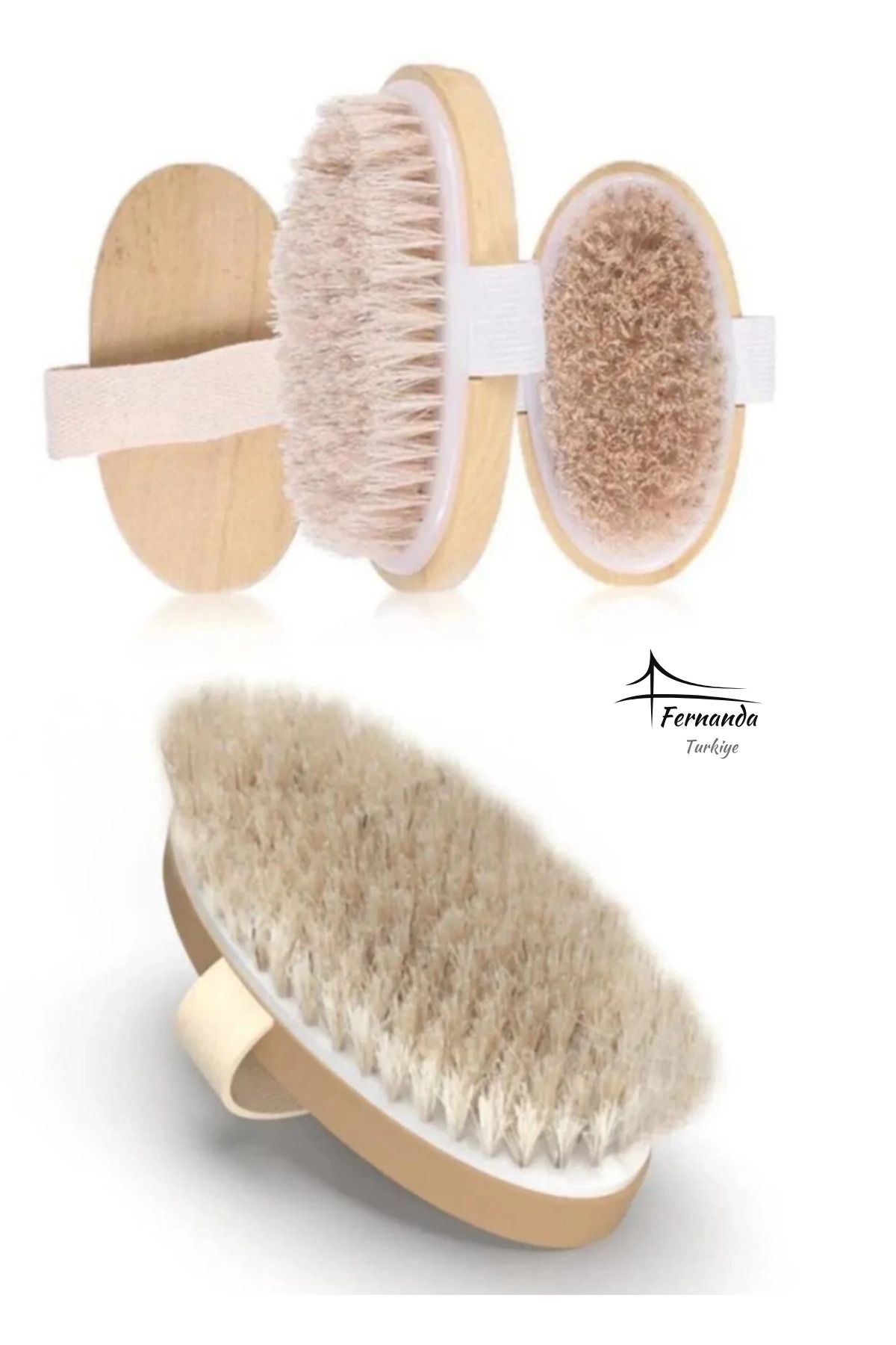 Fernanda-Special Series 100% Natural Horsehair Bath Brush Cellulite Dry Massage Tool Skin Crack Remover - 3 Pcs 2