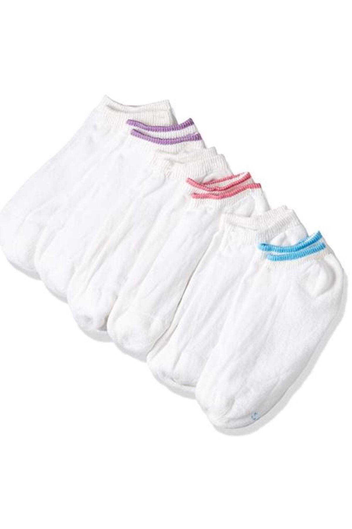 HANES-No Show Socks Girls Hns HHW 644-6Pcs White 1