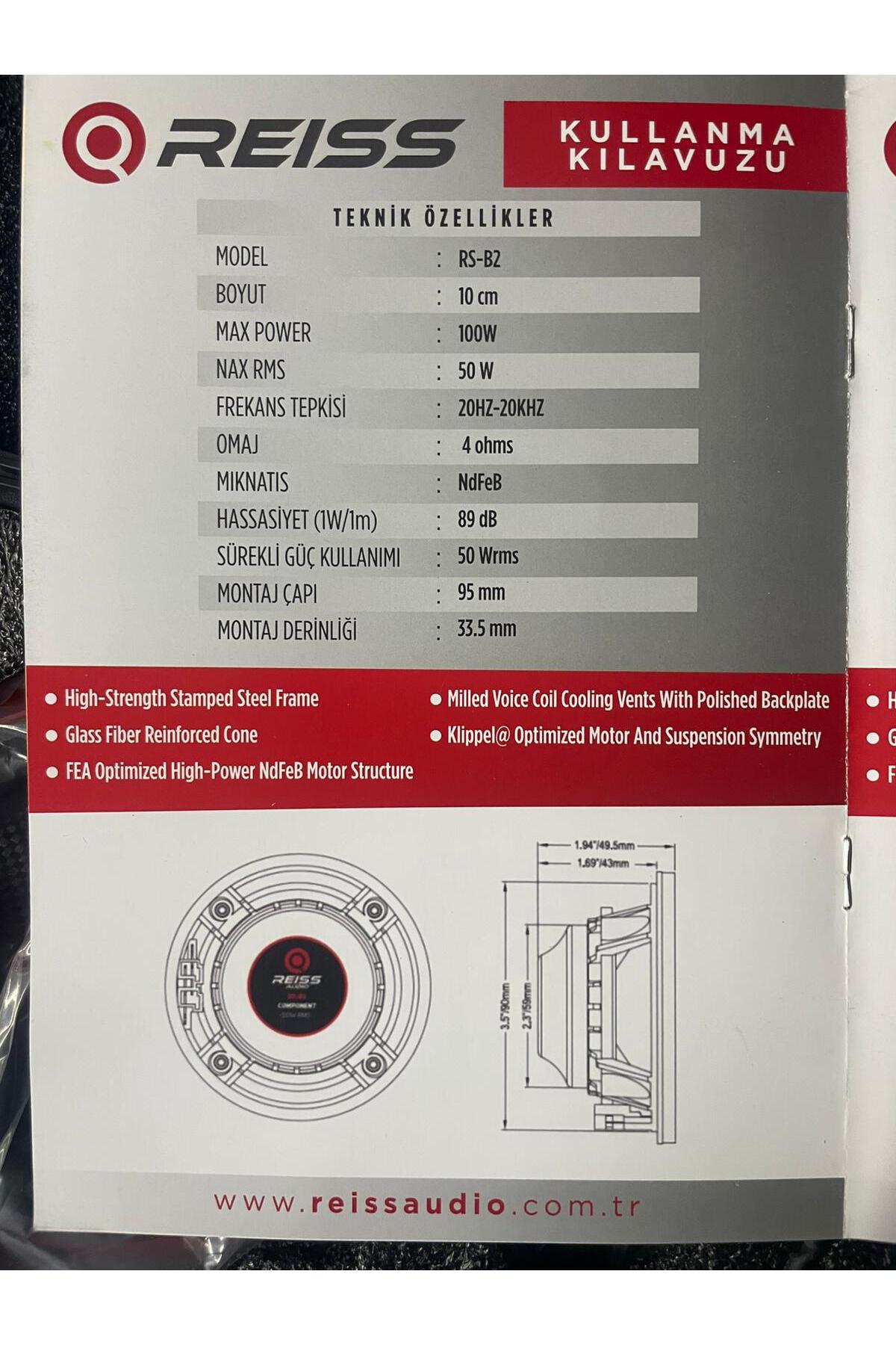 REISS AUDIO Reiss Audıo Rs-b1 Size 8 Inch 20 Cm Bmw Sağ Ve Sol