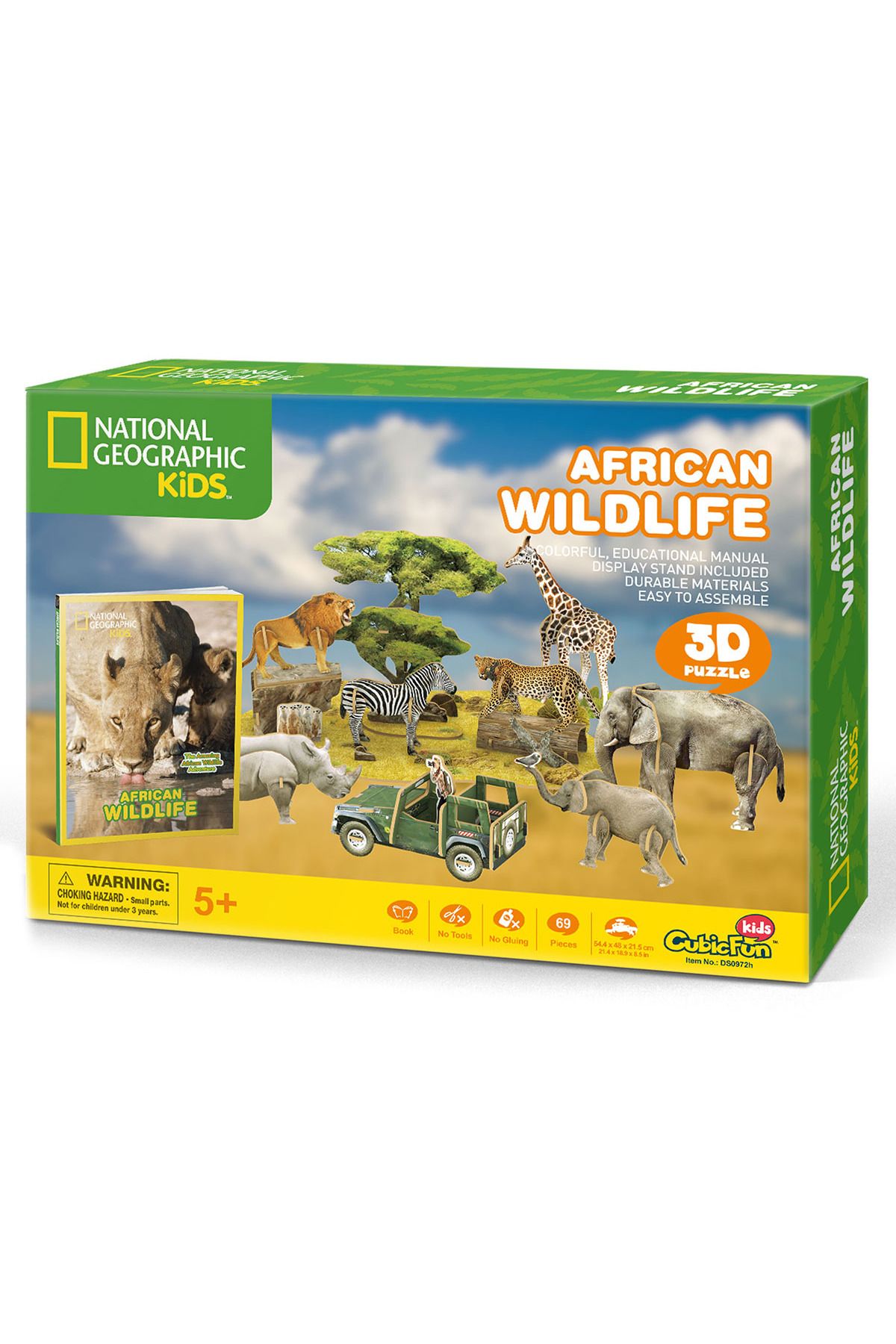 Cubic Fun CubicFun Nat ional Geogr aphic Kids 3D Puzzle Afrika Yaban Hayatı