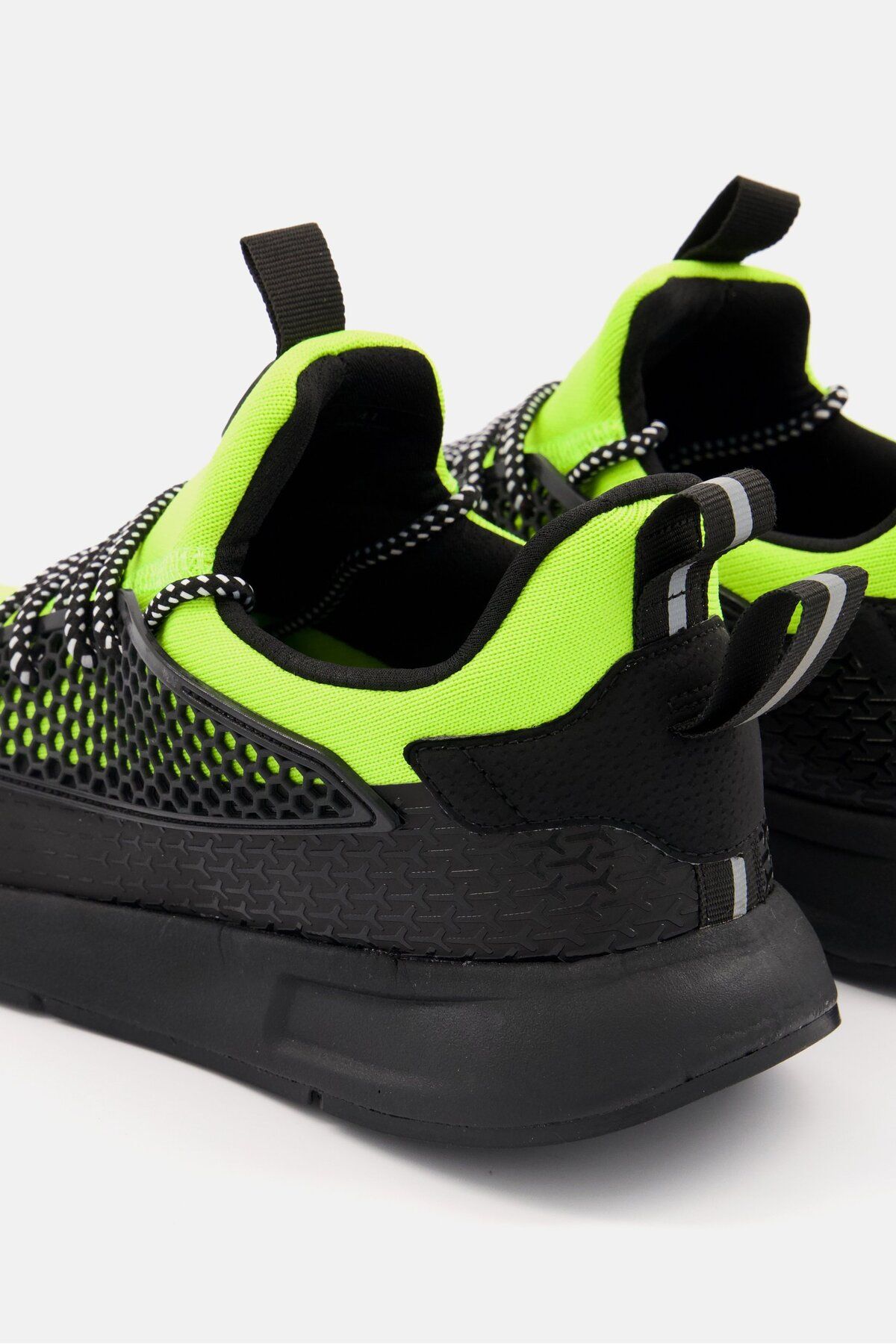 Lamborghini-Men Lace Up Brand Logo Casual Shoes, Black/Lime Green 2