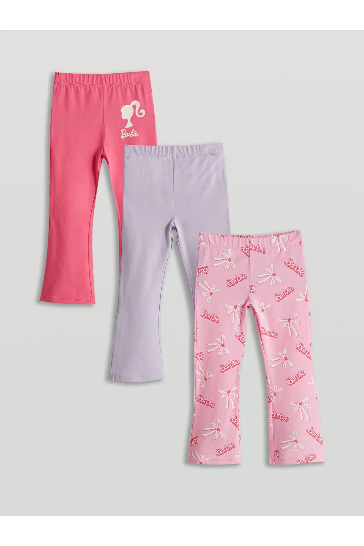 LC Waikiki-Pink Elastic Waist Printed Girls' Leggings 3-Piece 1