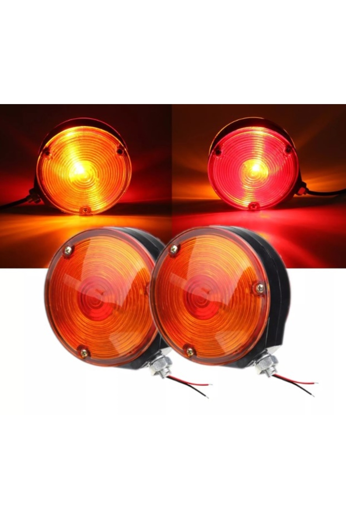 AHMET OTOMOTİV (2 ADET) AYNA ALTI KÜPE SARI-KIRMIZI TAKOZ LAMBA AMPULLLÜ