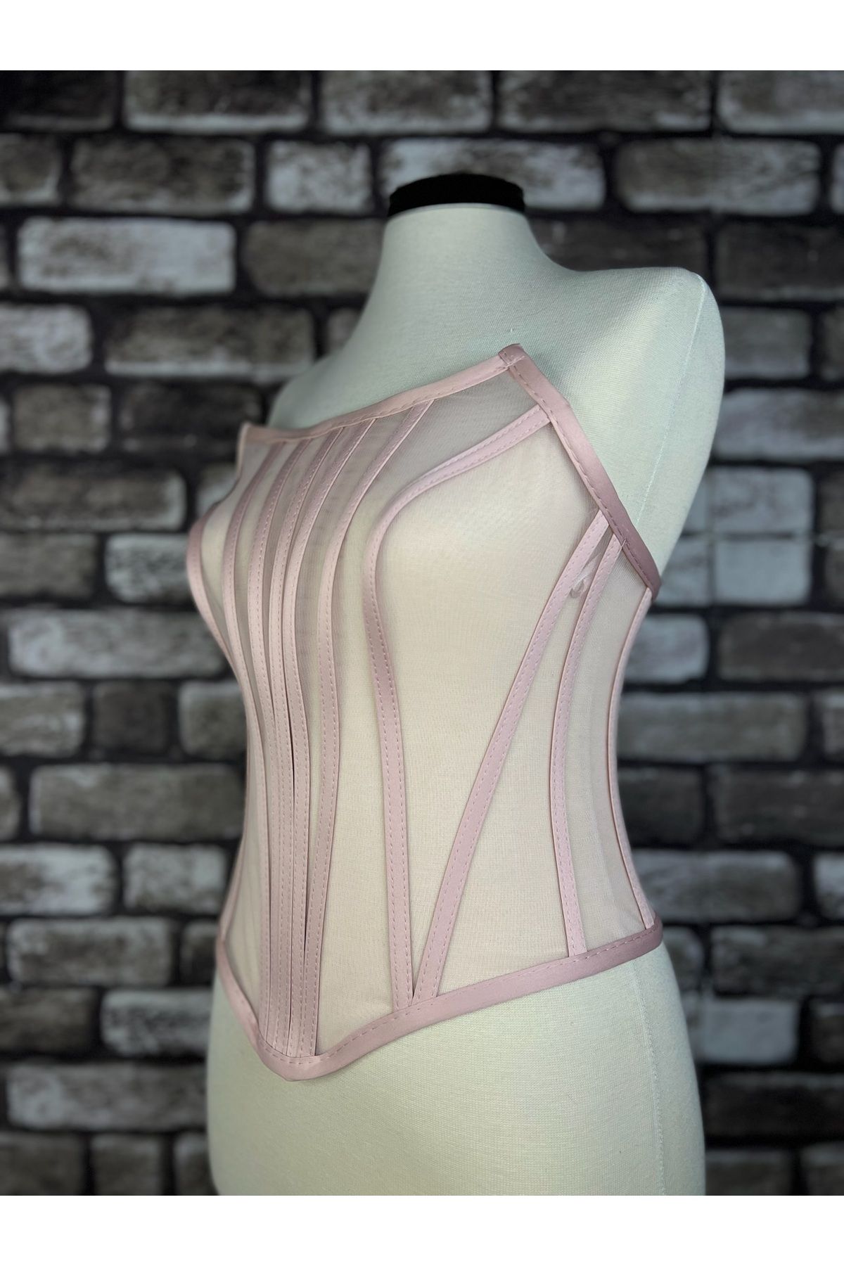 Metay Design-Tulle Transparent Corset & Bustier - Powder 3