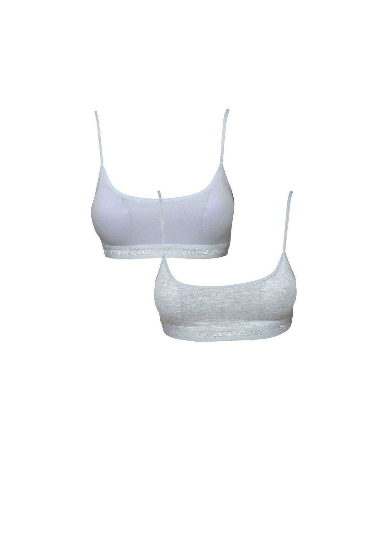 just cheap store Pedli İp Askılı Beyaz ve Gri Büstiyer 2 adet