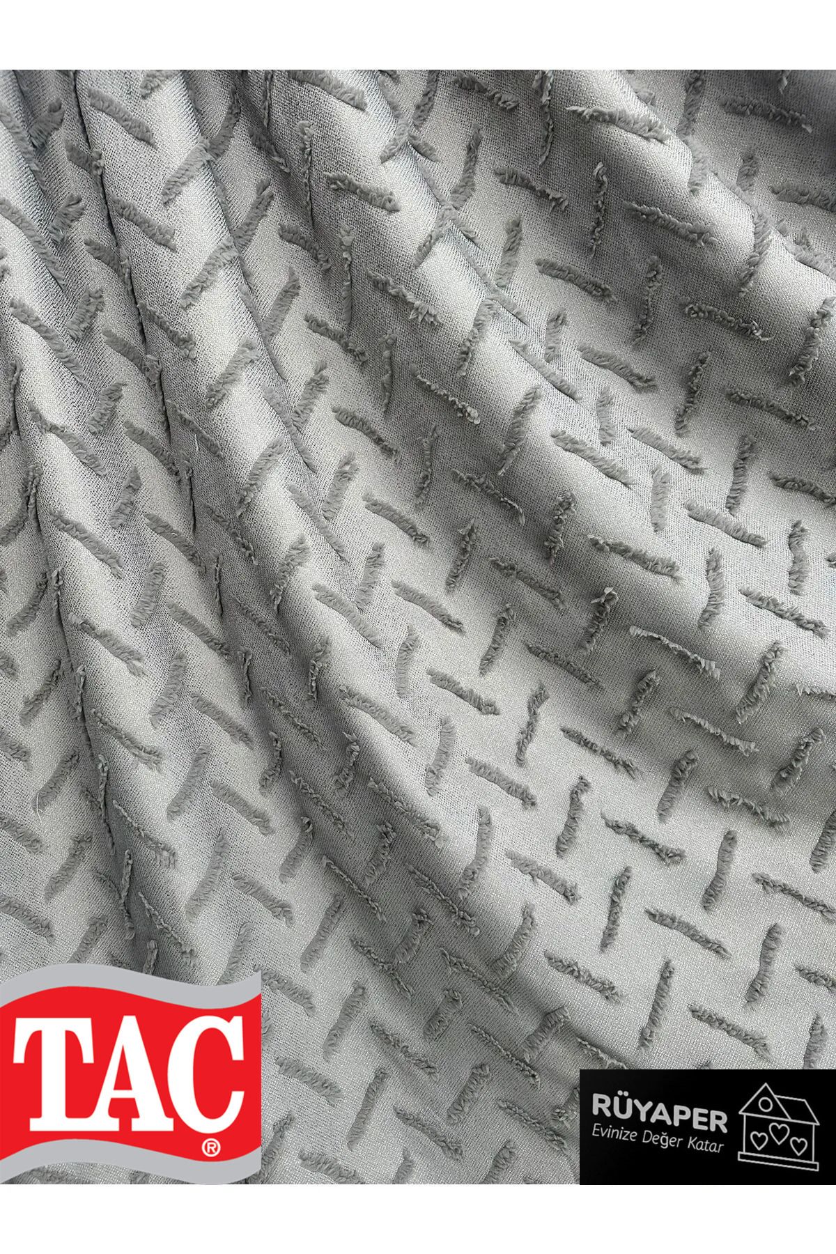 Taç-Gray Color Cross Tassel Curtain Linen Single Wing Brochol Gift 6