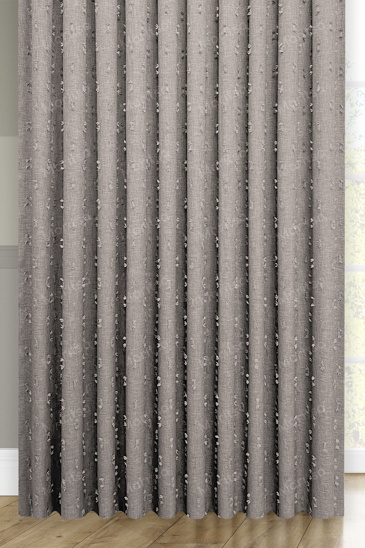 MARİTSA-Background Curtain - Soft Linen Series Helia Pattern Mink Close Pleat (1X3) Curtain 2