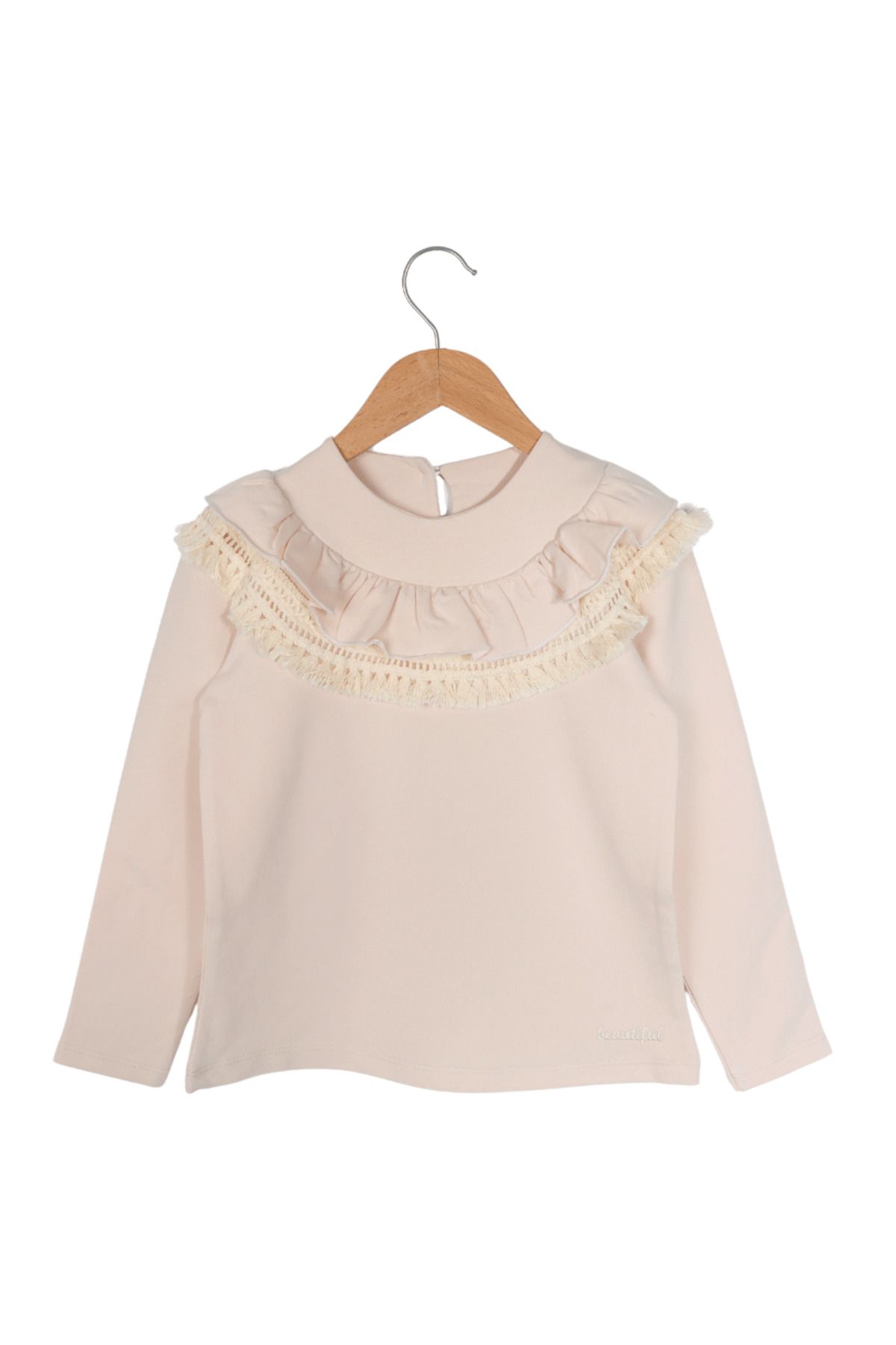 Biminik-Girl's Sleeve Sweatshirt - Beige 1