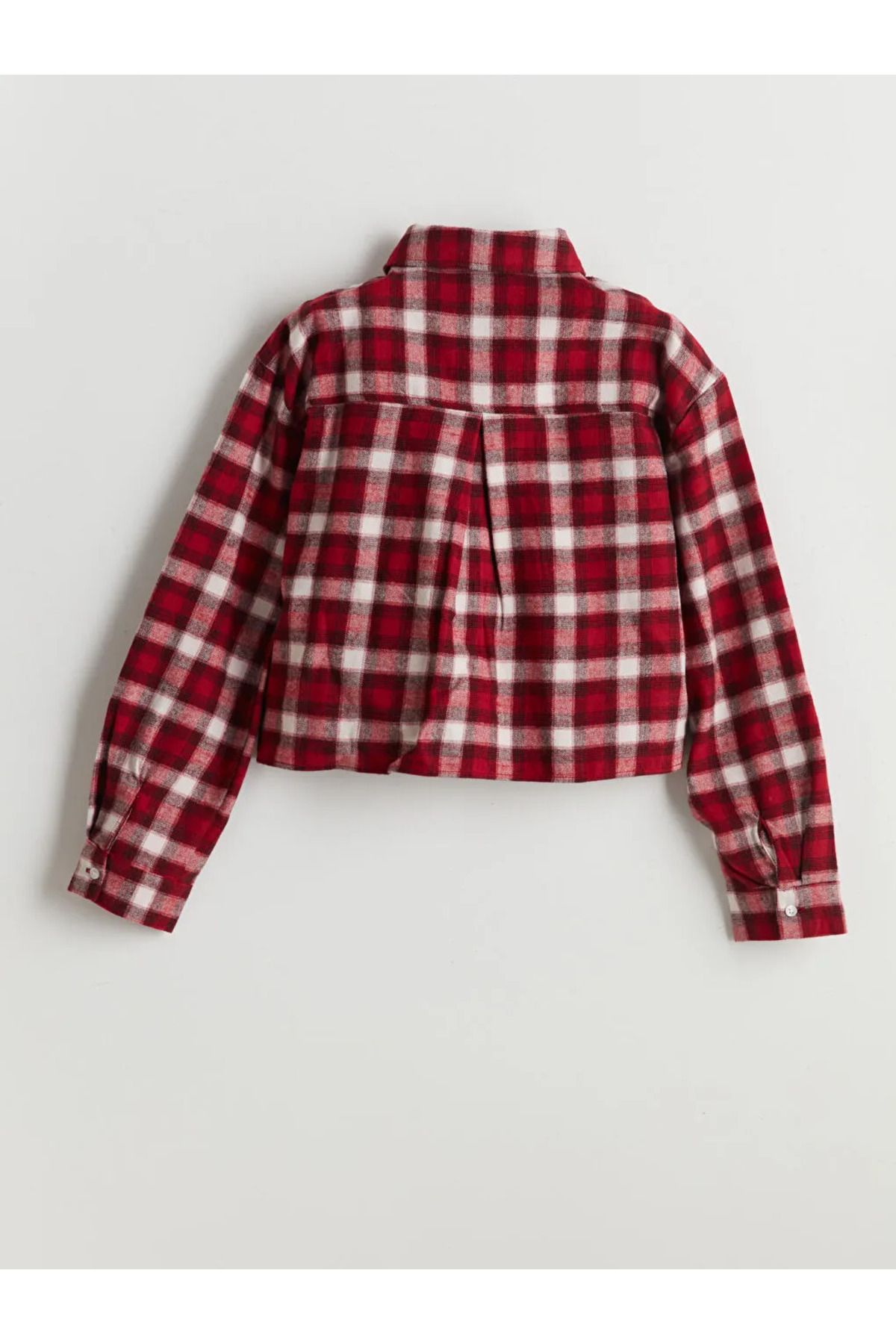 LC Waikiki-Lcw Kids Red Plaid Girl's Crop Shirt Jacket 2