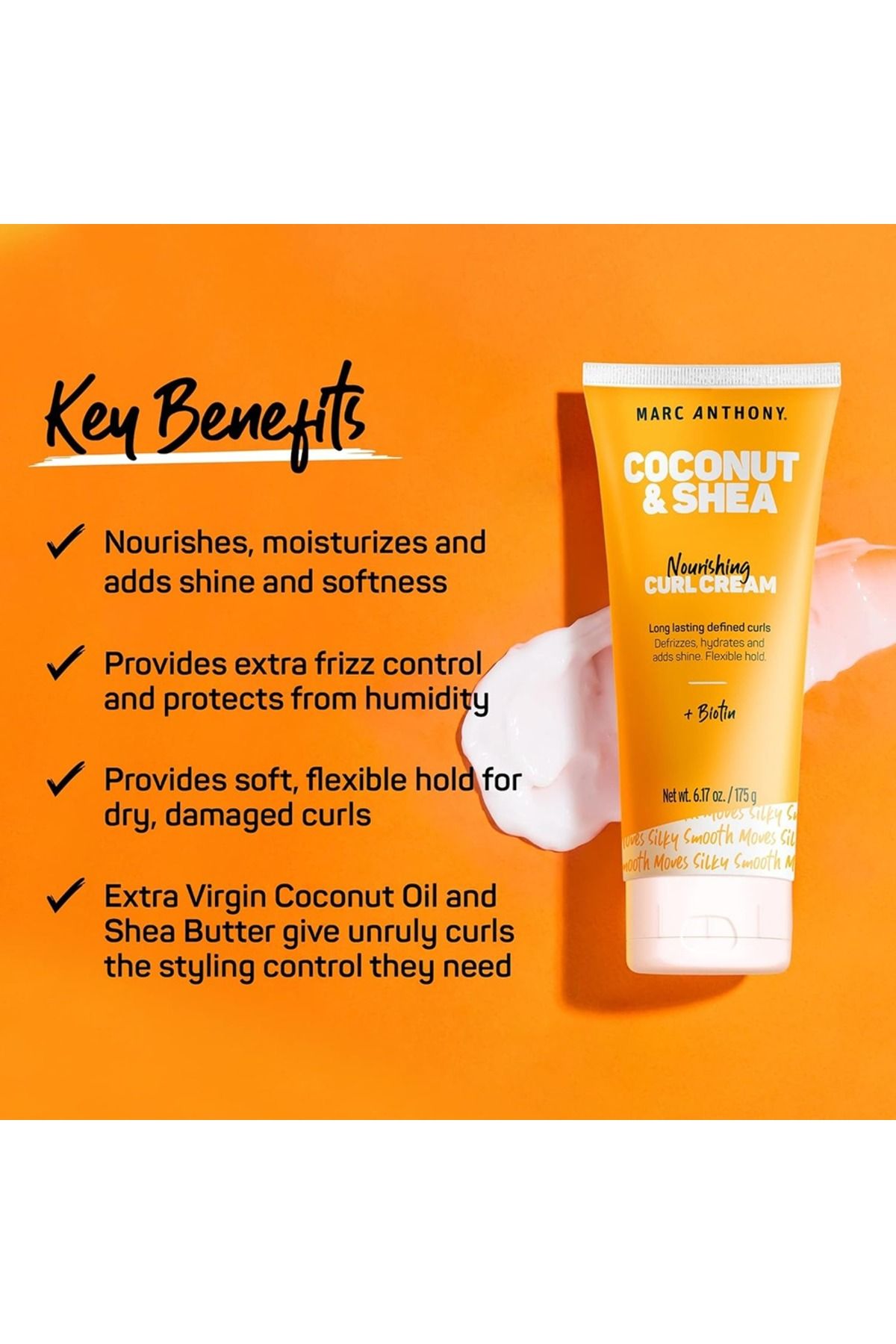 MARC ANTHONY-Coconut & Shea - Nourishing Curl Cream, Infused With Biotin - 175Ml 2