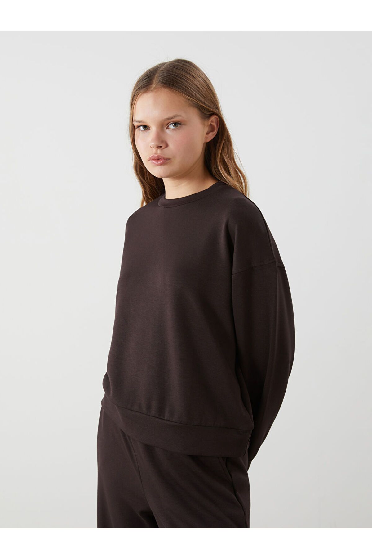 LC Waikiki Bisiklet Yaka Oversize Kadın Sweatshirt