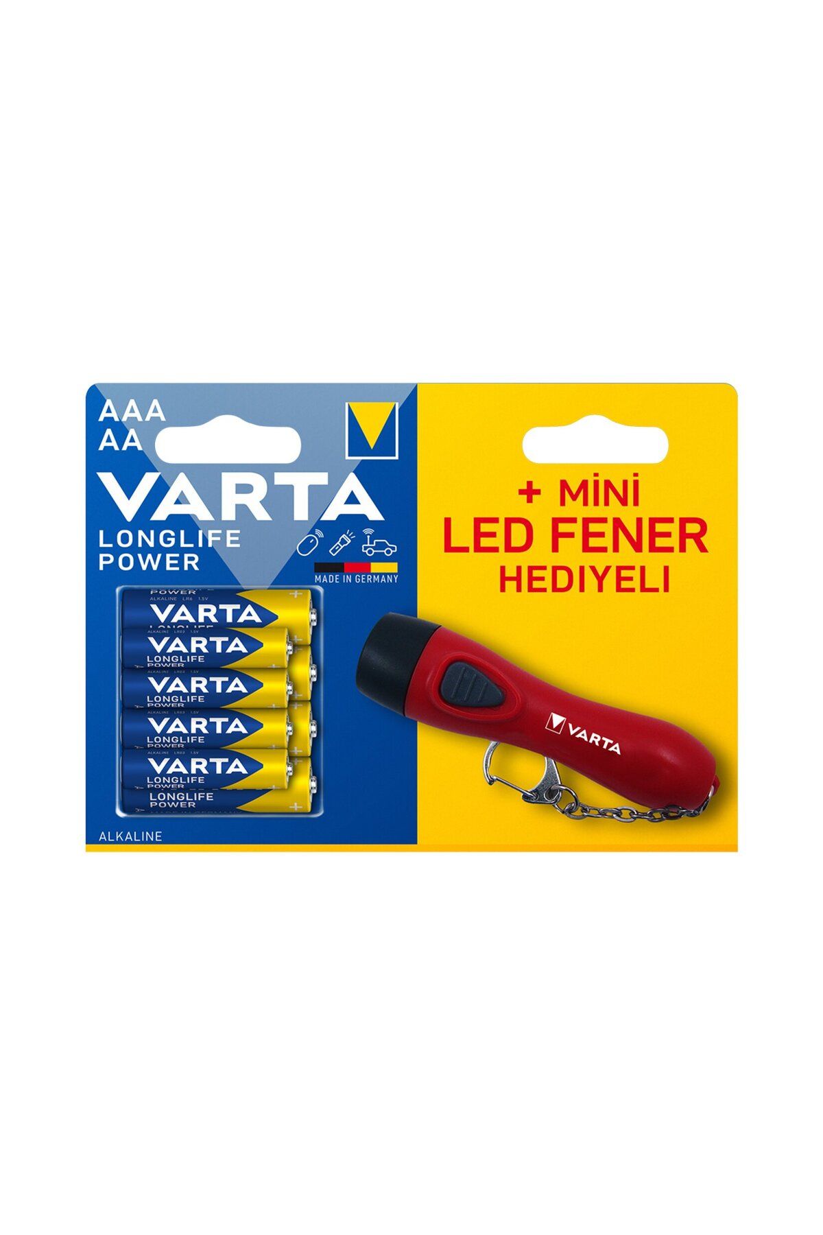 Varta Longlife Power 4 İnce + 4 Kalem Pil + Fener Hediyeli