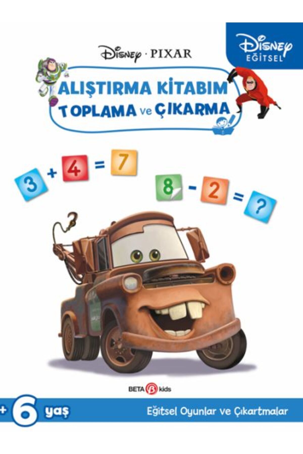 Karma Kitaplar Disney Eğitsel Arabalar Çıkartmalı Alıştırma Kitabım Toplama ve Çıkarma
