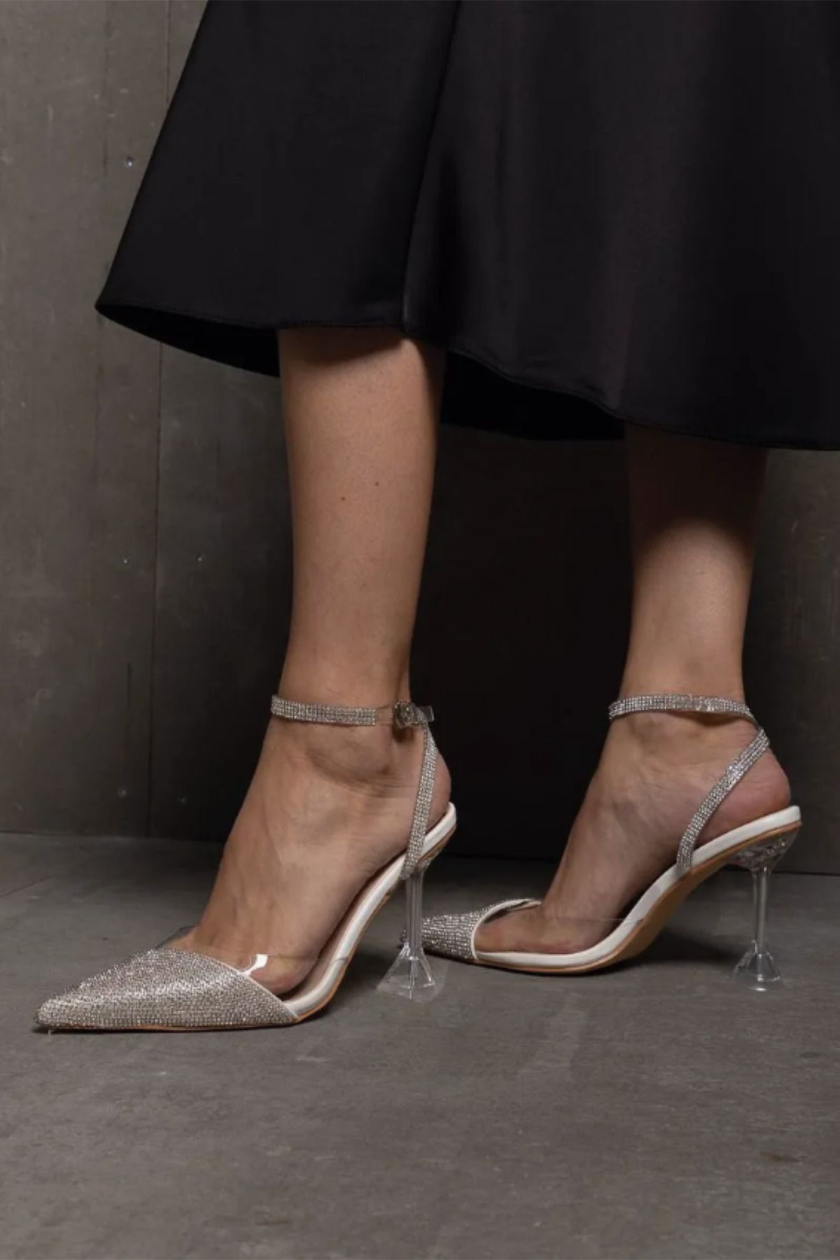 TrendyAnka-Pietra Cristal Alb 8 Cm Tocuri Transparente - Pantofi Rochii De Seara De Nunta Si Logodna 1