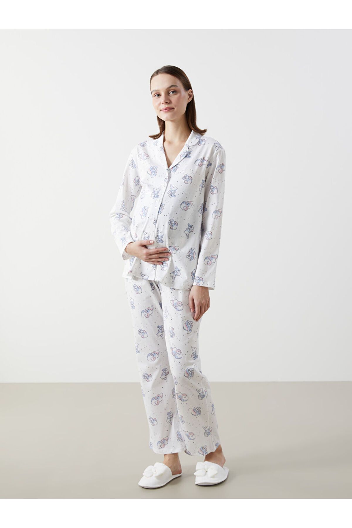 LC Waikiki Gömlek Yaka Desenli Hamile Pijama Takımı