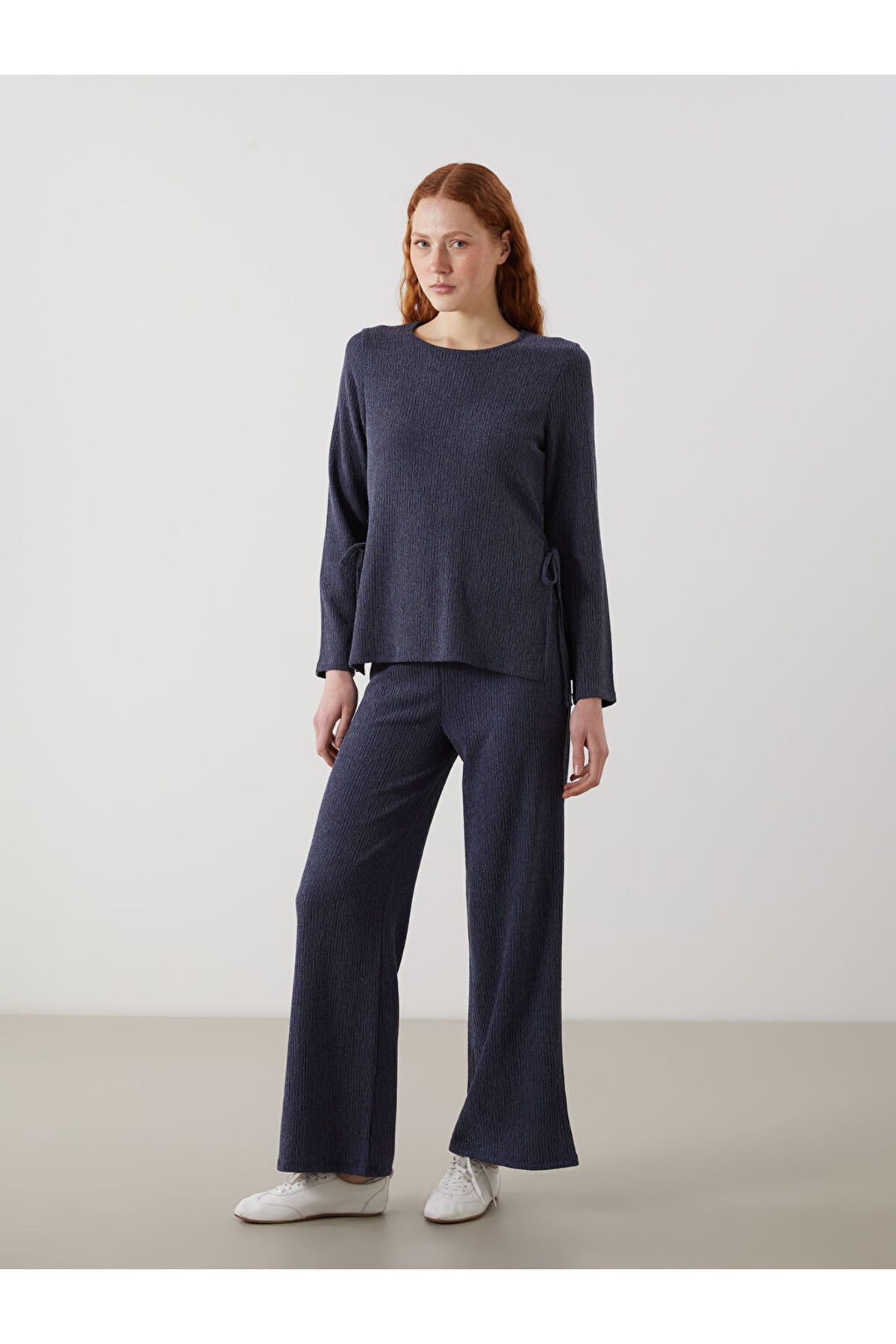 LC Waikiki LCW Comfort İndigo Beli Lastikli Dokulu Kadın Pantolon