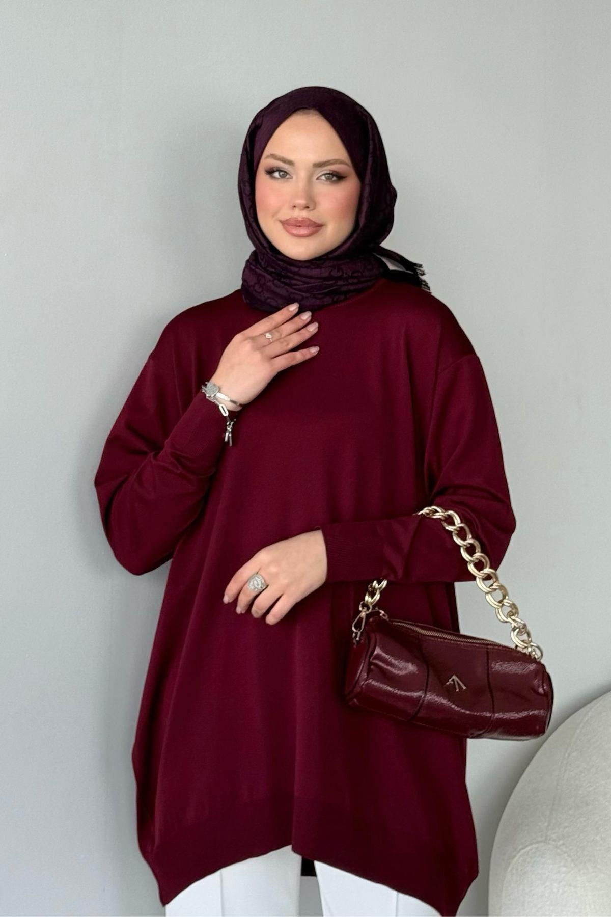 HAZA MODA-Claret Red Helena Tunic 1