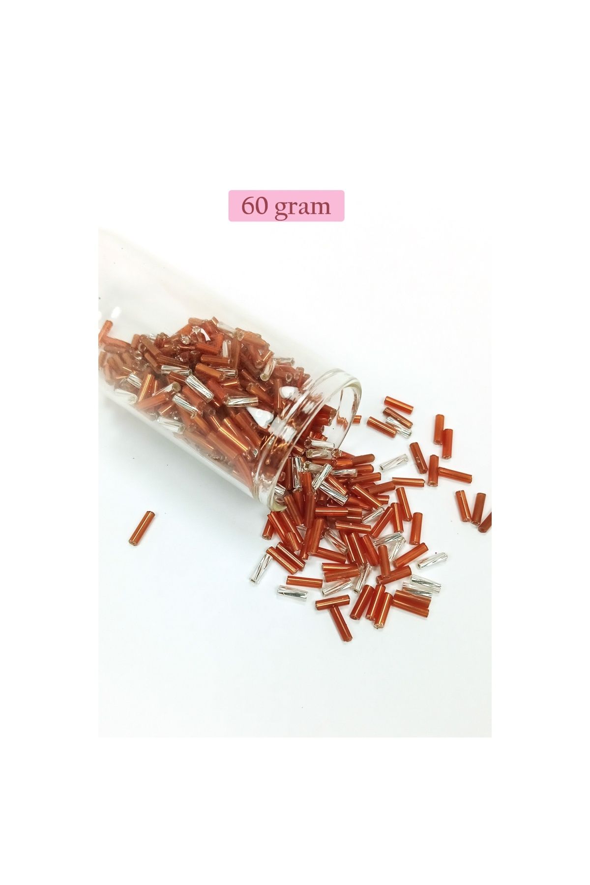 maarketim Uzun Boru Kesme Boncuk Çap 2mm Uzunluk 10 mm - 60 Gram - Kahverengi Gümüş