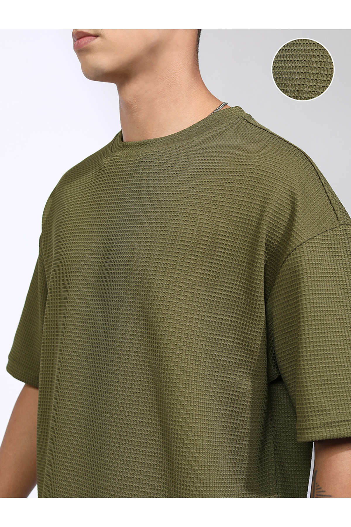 Highlander By Styli-Oversized Self Design T-Shirt and Shorts 5