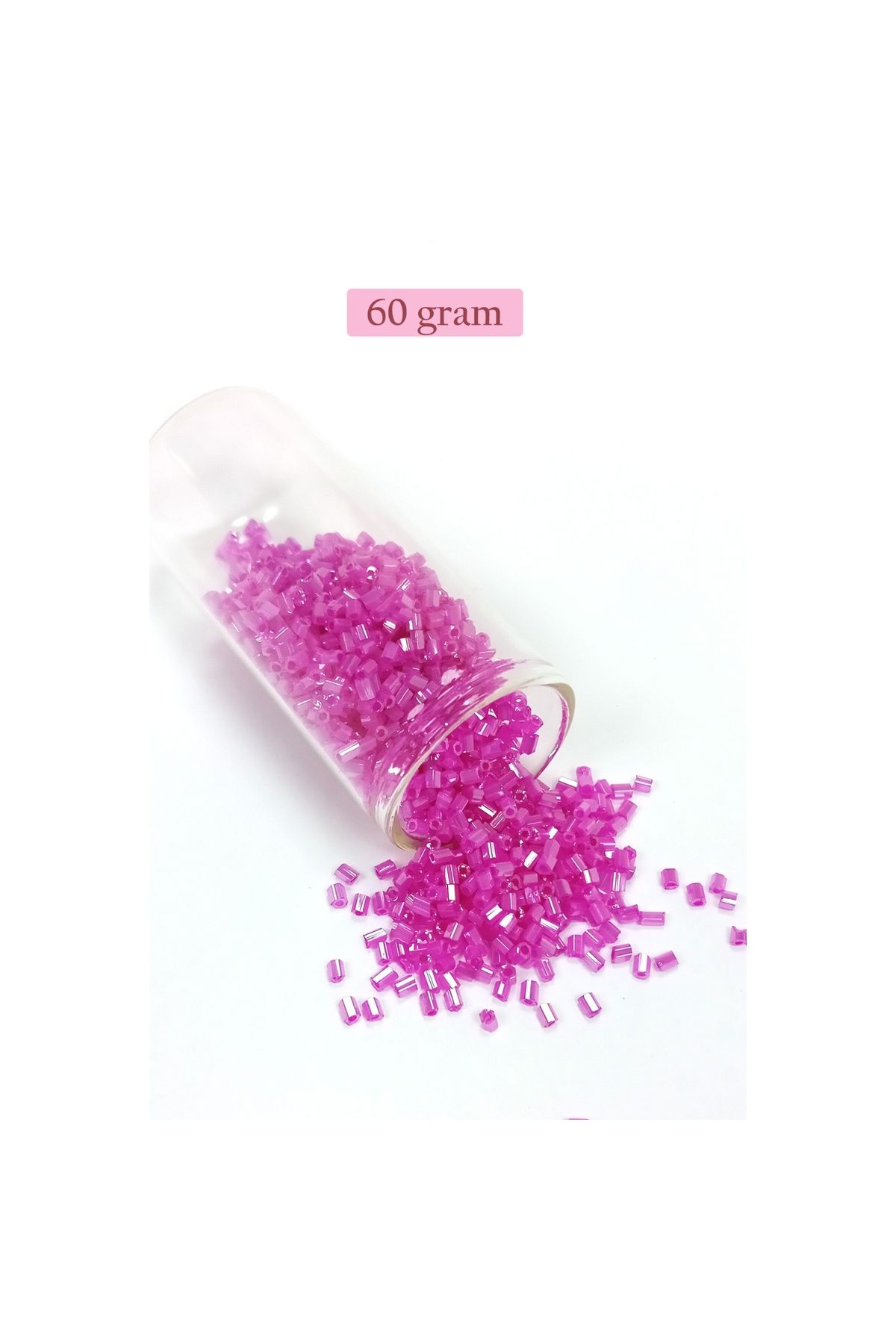 maarketim Kesme Cam Boncuk 2mm - 60 Gram - Şeffaf Fuşya