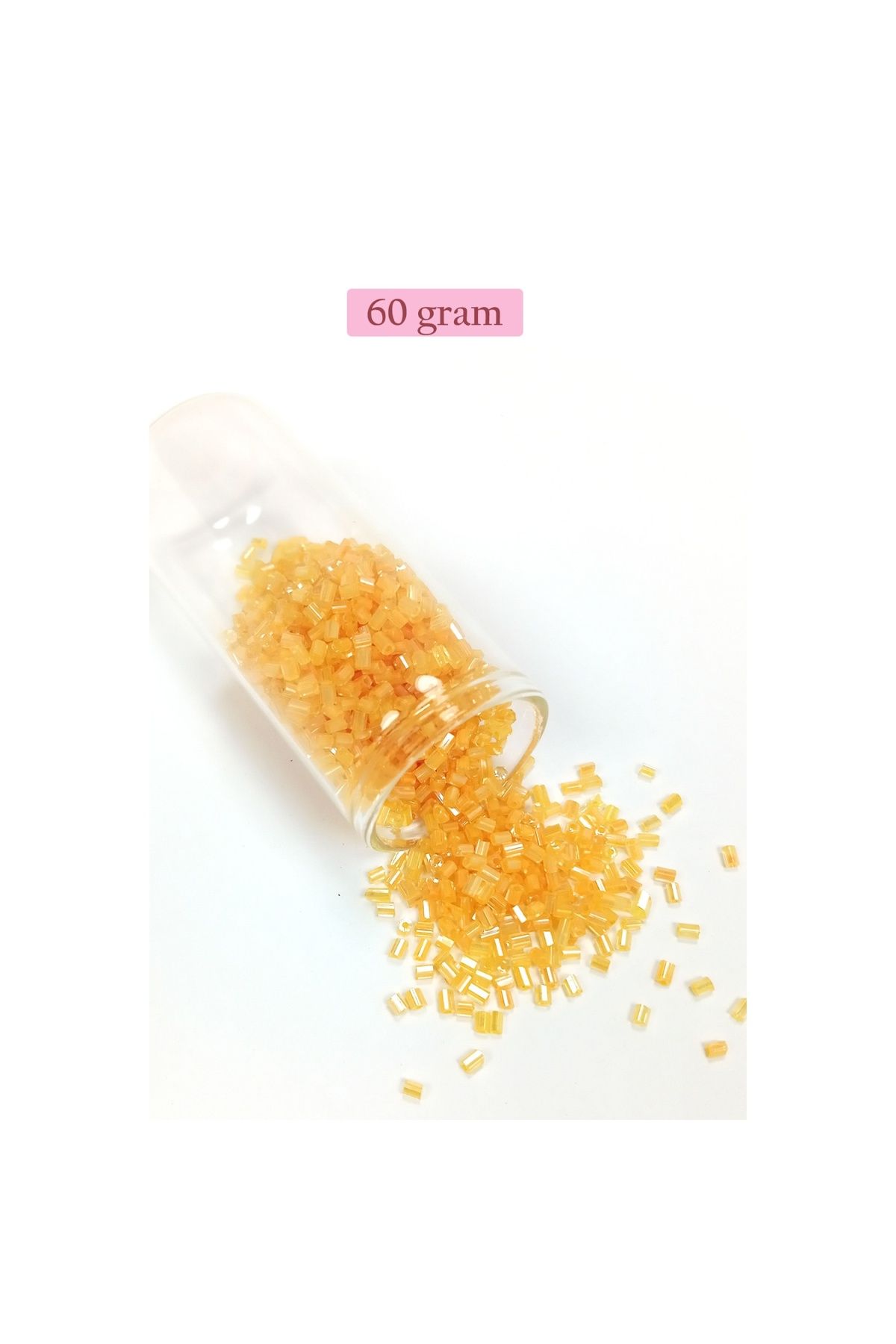 maarketim Kesme Cam Boncuk 2mm - 60 Gram - Şeffaf Açık Sarı