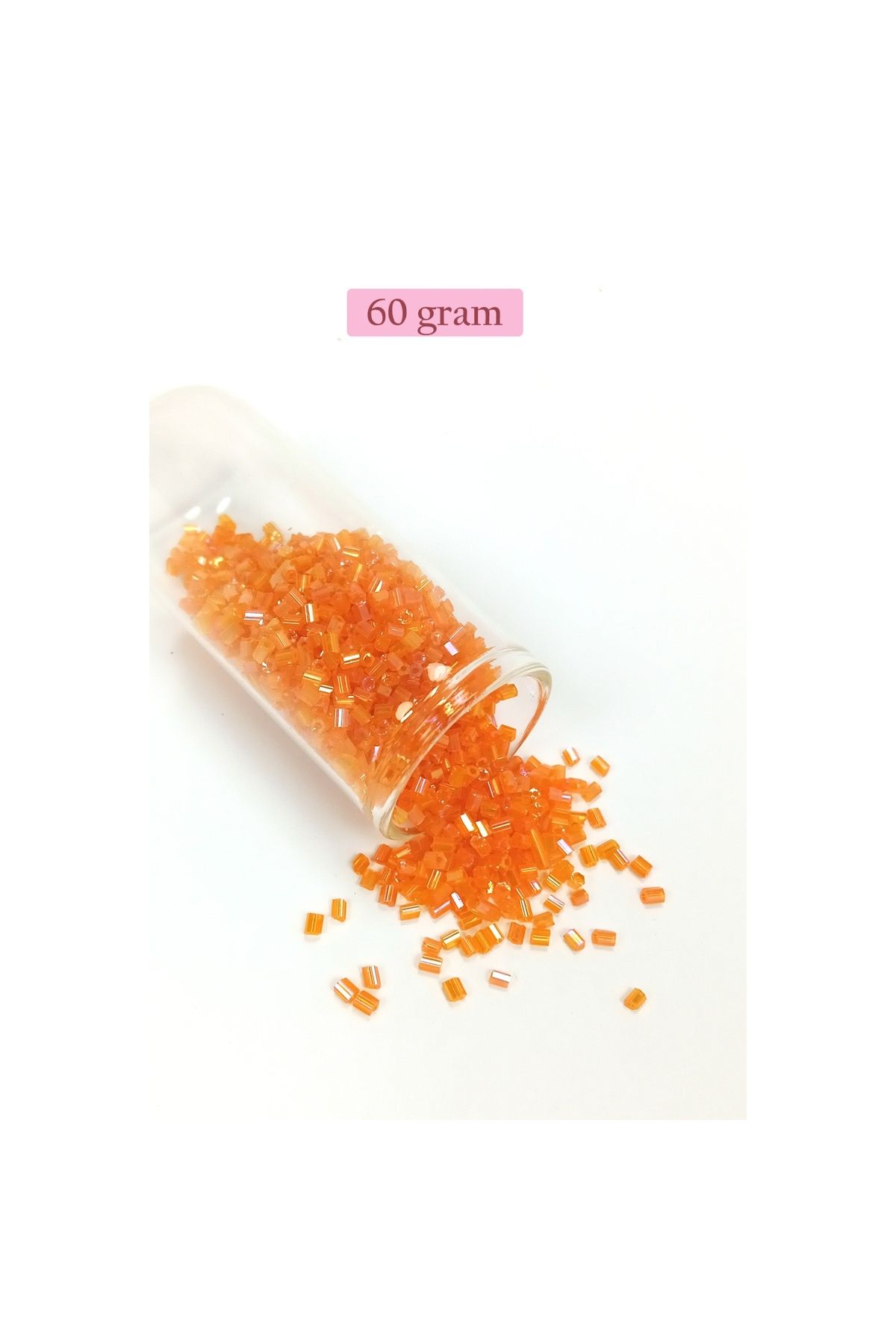 maarketim Kesme Cam Boncuk 2mm - 60 Gram - Şeffaf Turuncu
