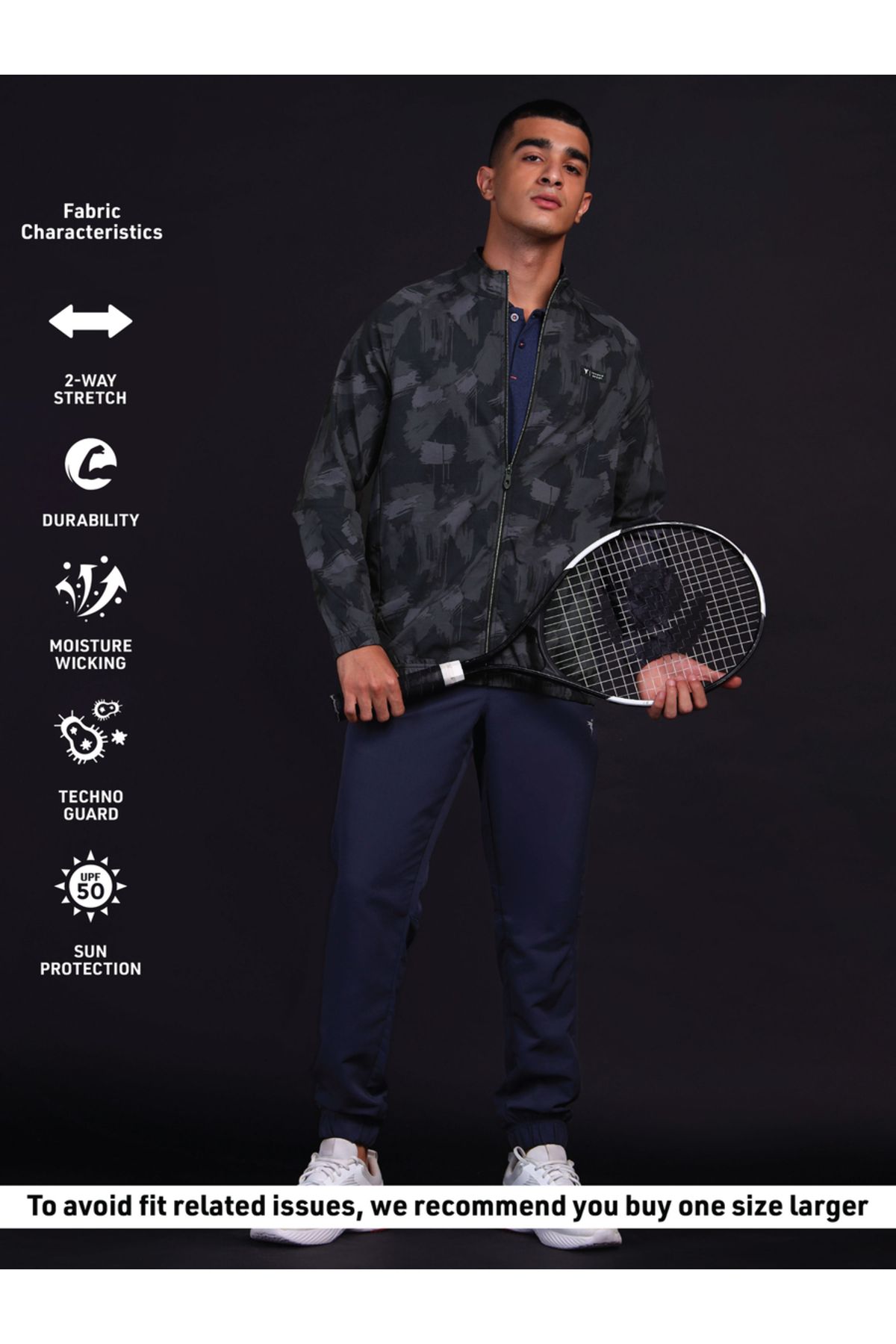 Technosport By Styli-Abstract Printed 2-Way Stretch Jacket 4
