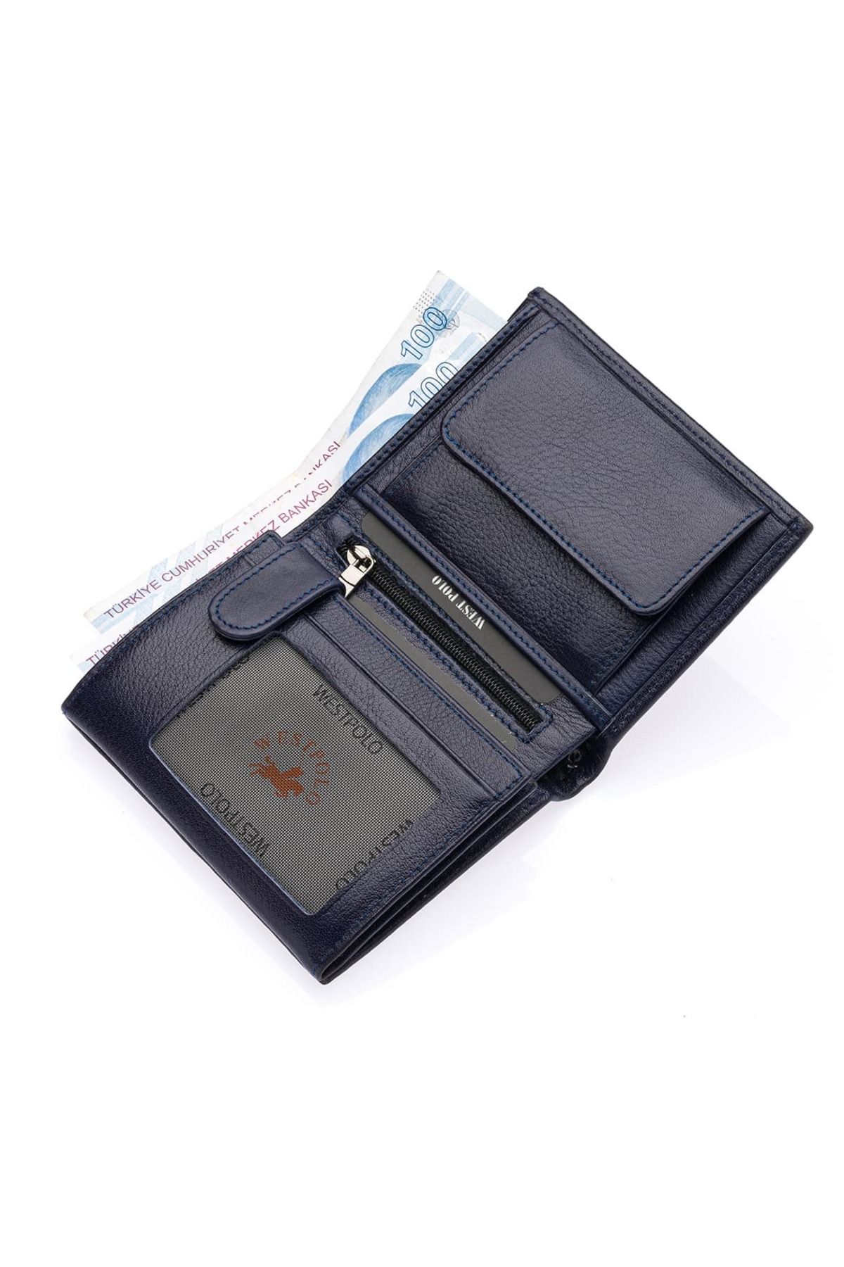Westpolo Suport Pentru Carduri Portofel Din Piele Naturală Pentru Bărbați Masculin - One Size