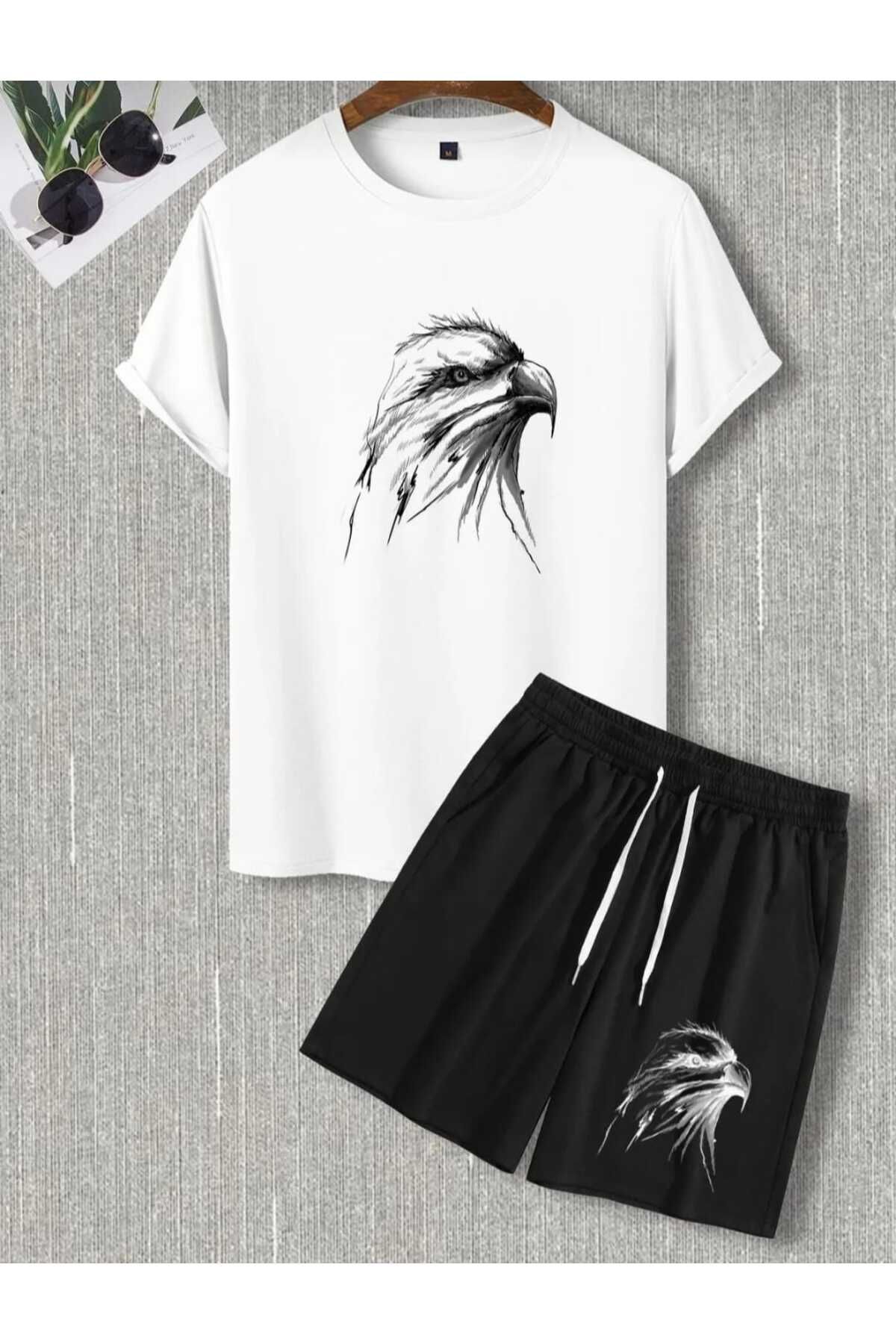 FULL TOLERANCE-Şahin Print Shorts Tee Set 1