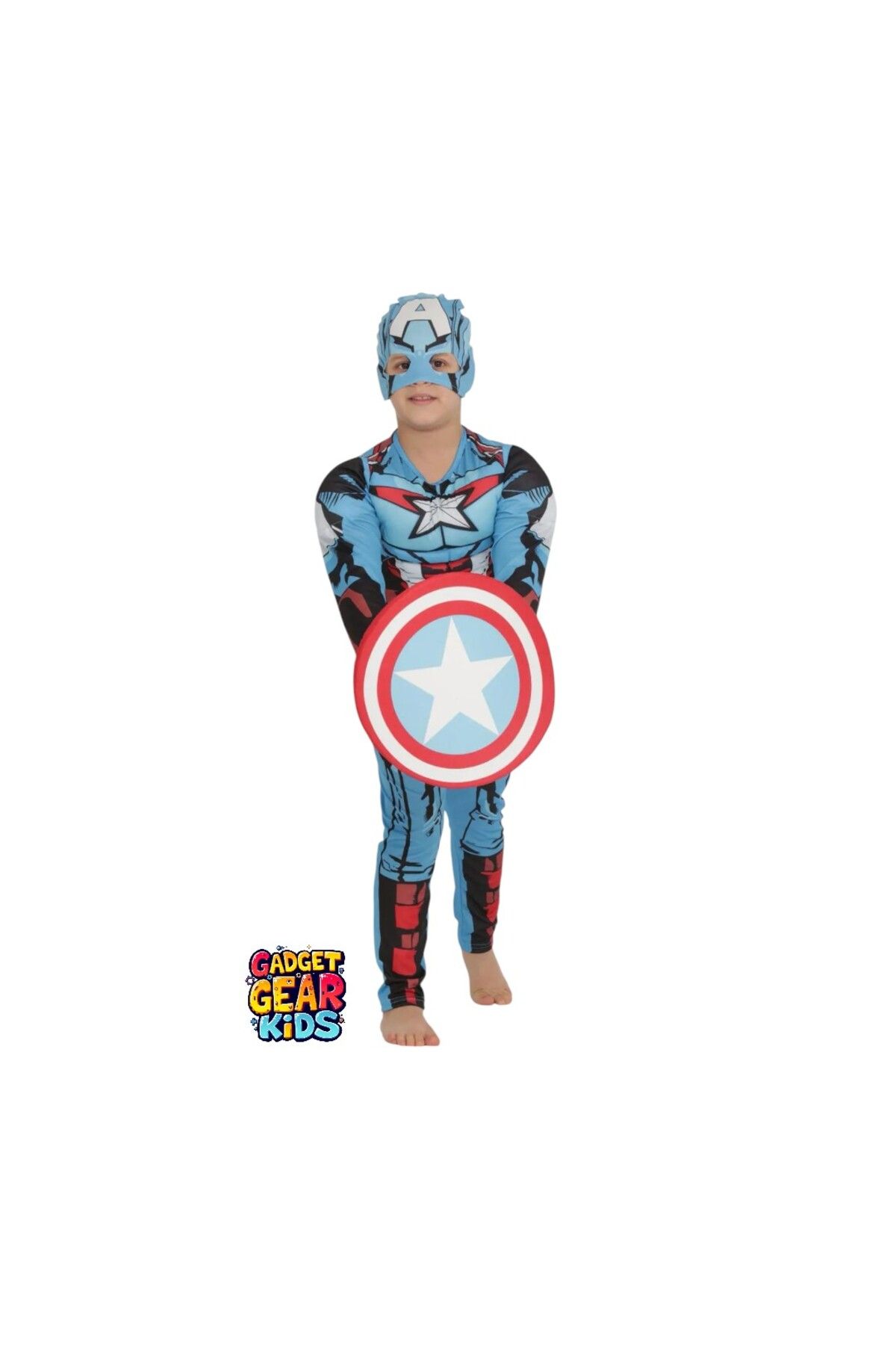 Gadget Gear-Captain America Children's Costume – Model with Shield and Muscle 2