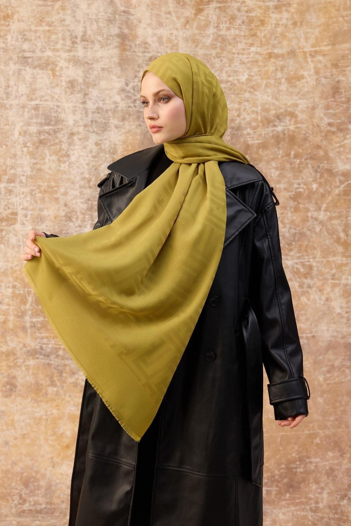 İpekhan-F Pattern Cotton Jacquard Shawl 3