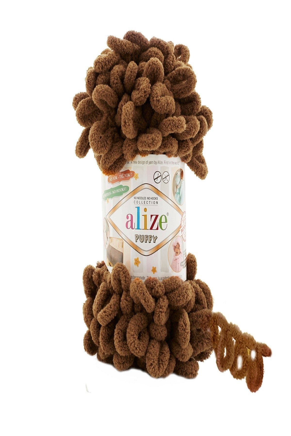Alize-(5 Τεμάχια) Πλεκτό νήμα και κουβέρτα με πλεκτό καφέ Moka 1