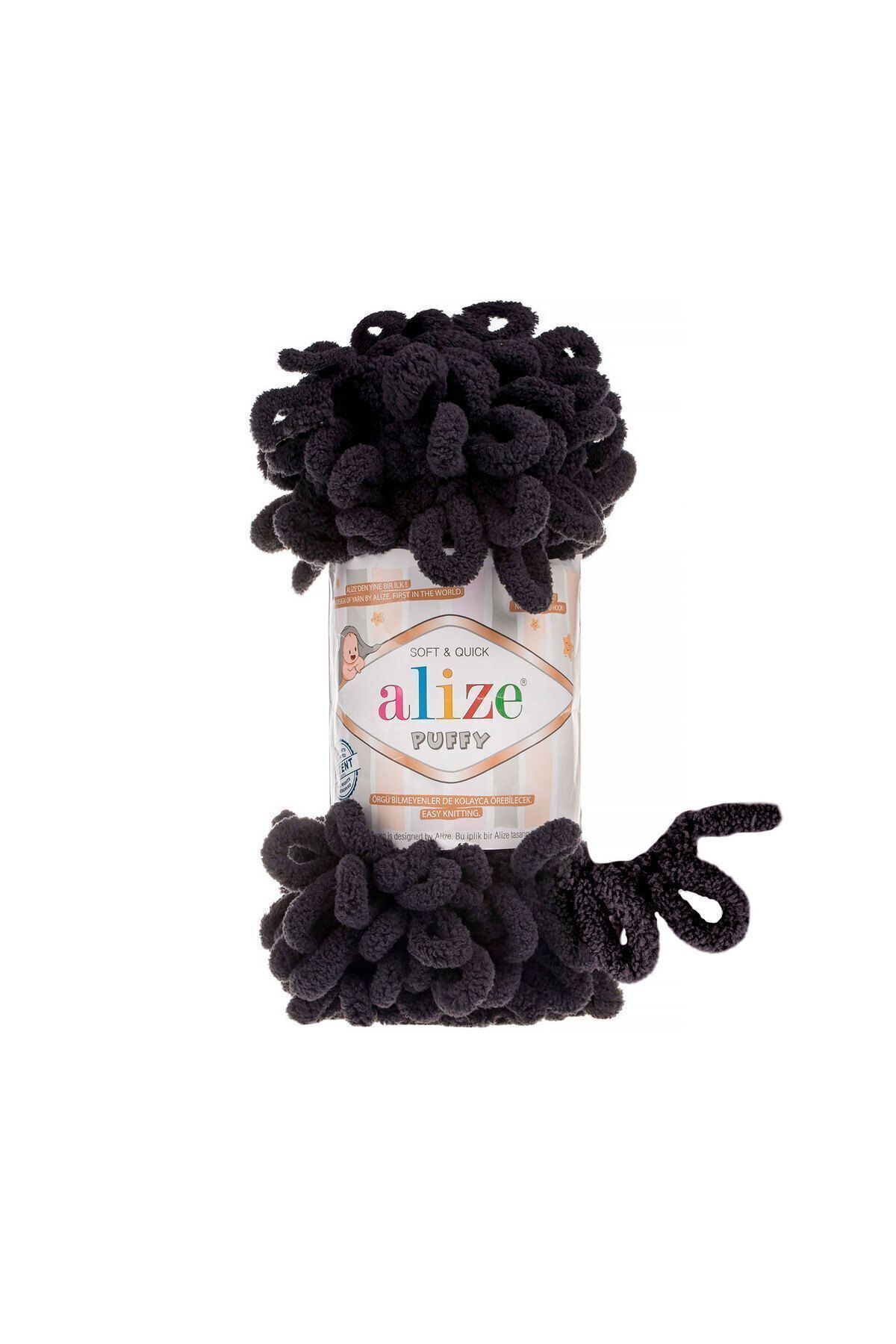 Alize-6 Pieces 90x90 Puffy Baby Blanket - New Light Black 1