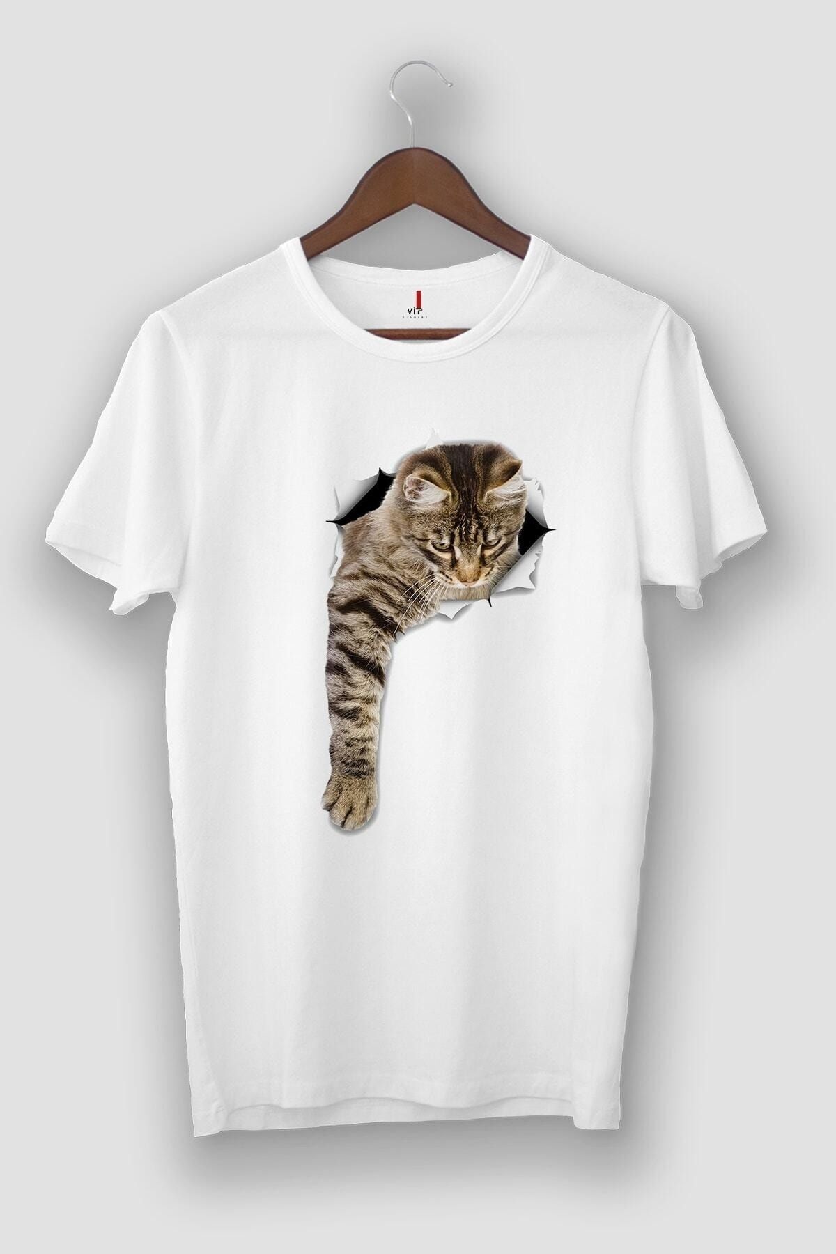 ARMHEM Cat Printed Oversize White T-shirt
