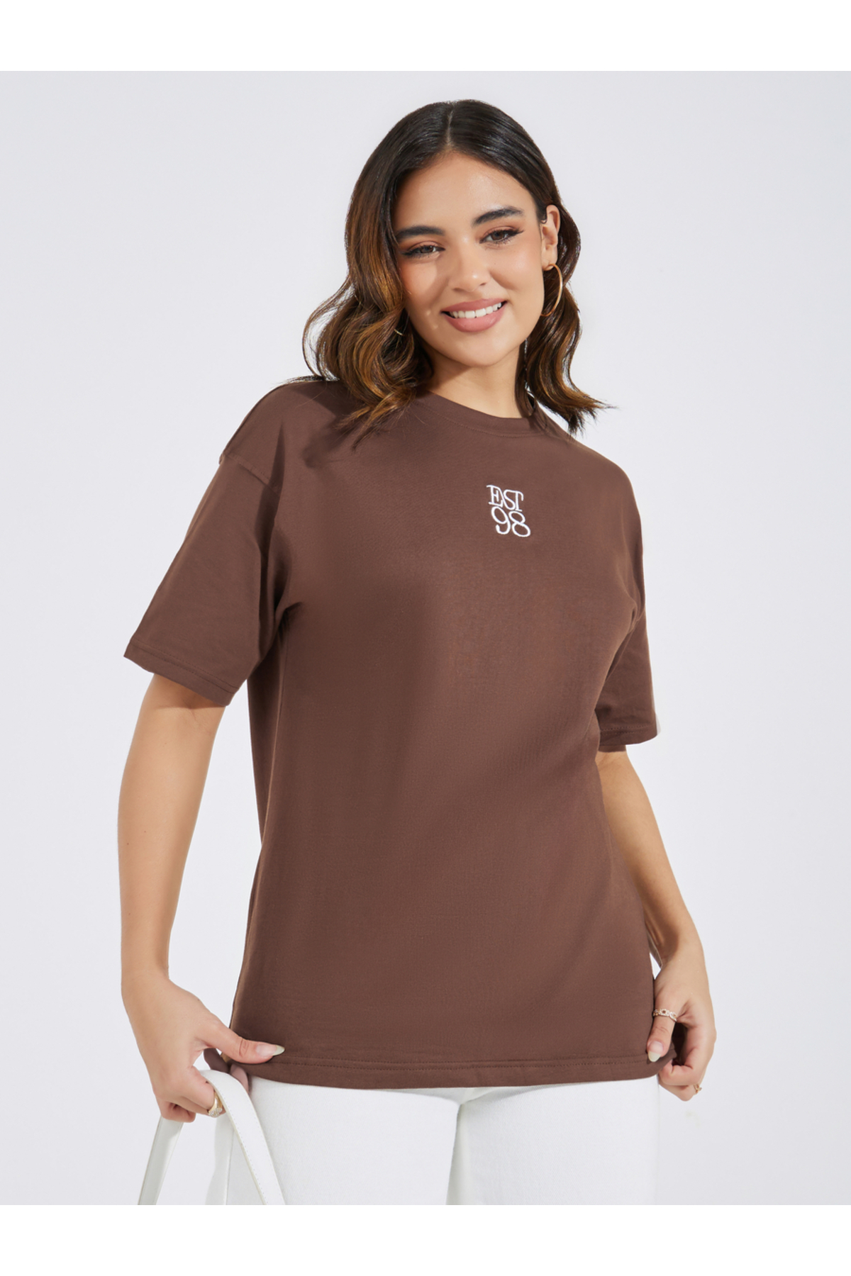 Styli Oversized Embroidered T-Shirt with Dropped Shoulder