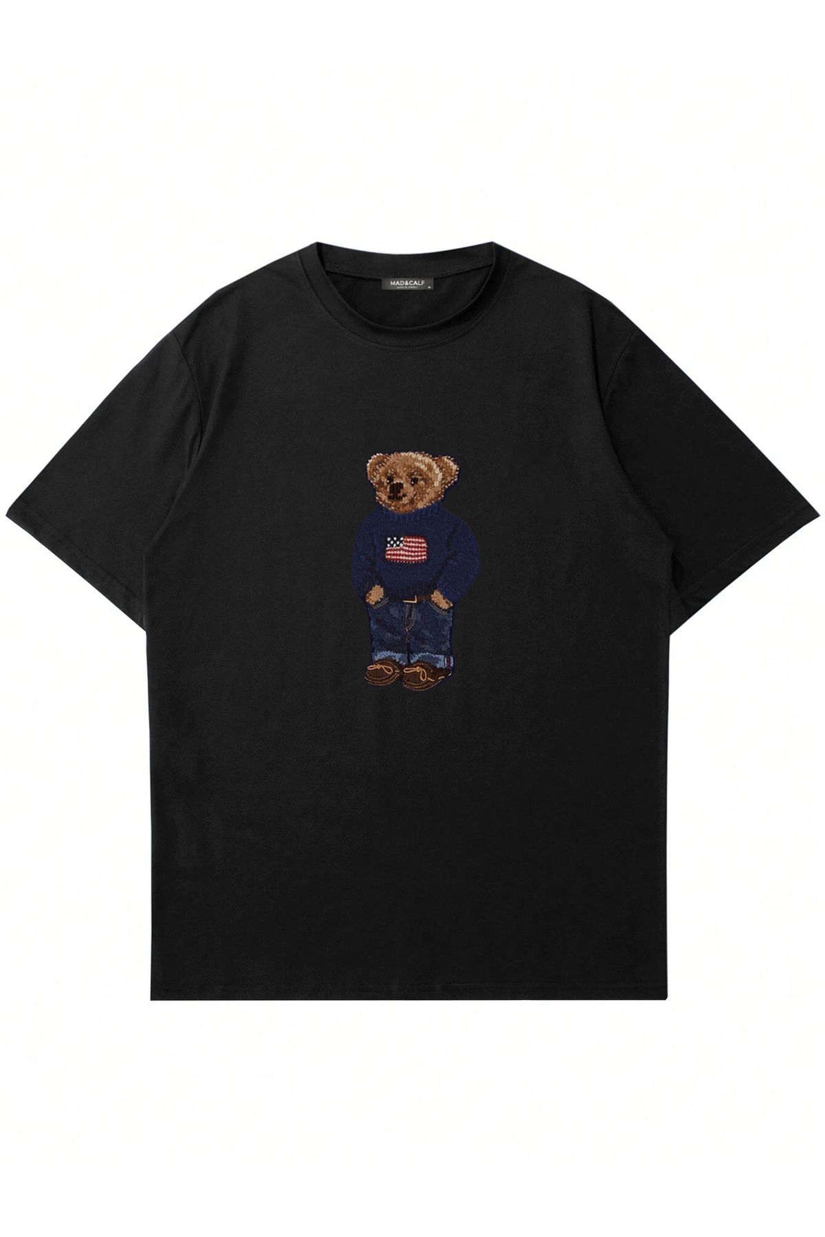 Mad&Calf-Unisex Teddy Boy Printed Crew Neck Oversize Tshirt 1