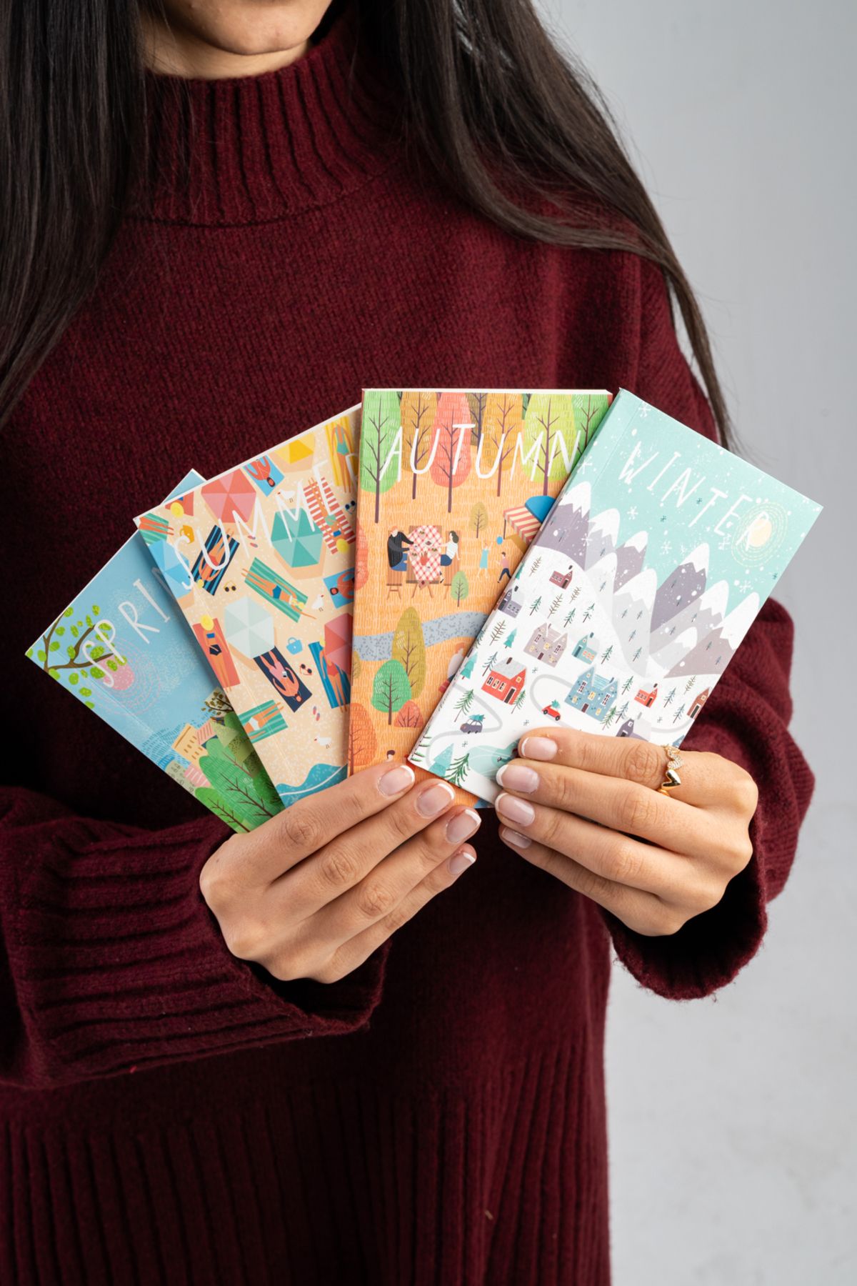 Fly Notes-10-15 cm 64 Sheets Unlined School Notebook Set - Mini Notepad, Seasons Series 4