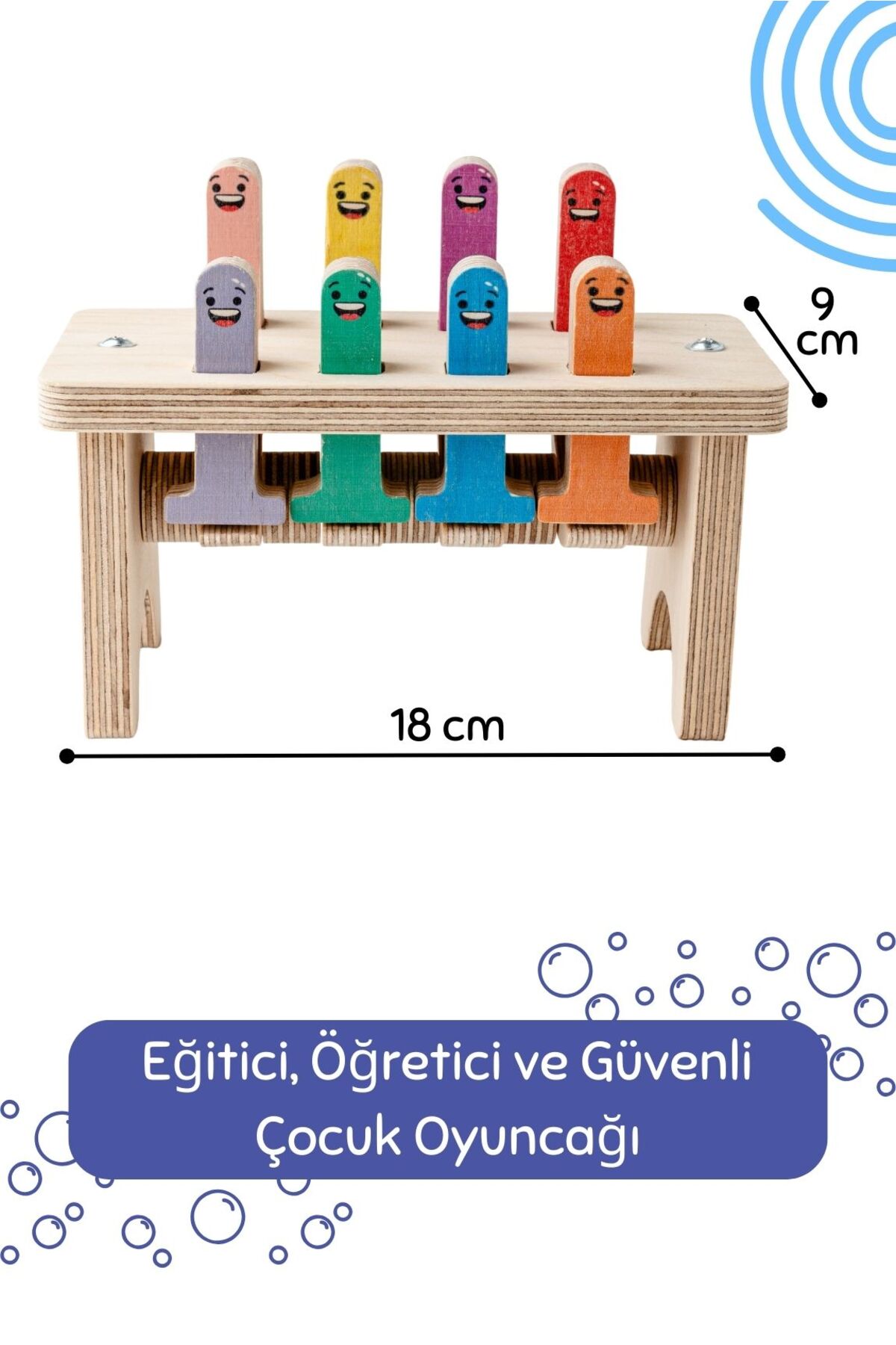 Hopiers Hareketli Ahşap Çak-Çak Oyunu/1+ Yaş/Montessori Eğitici ve Öğretici Çocuk Oyuncağı/Güvenli,Eğlenceli fotoğrafı 4 (önizleme)